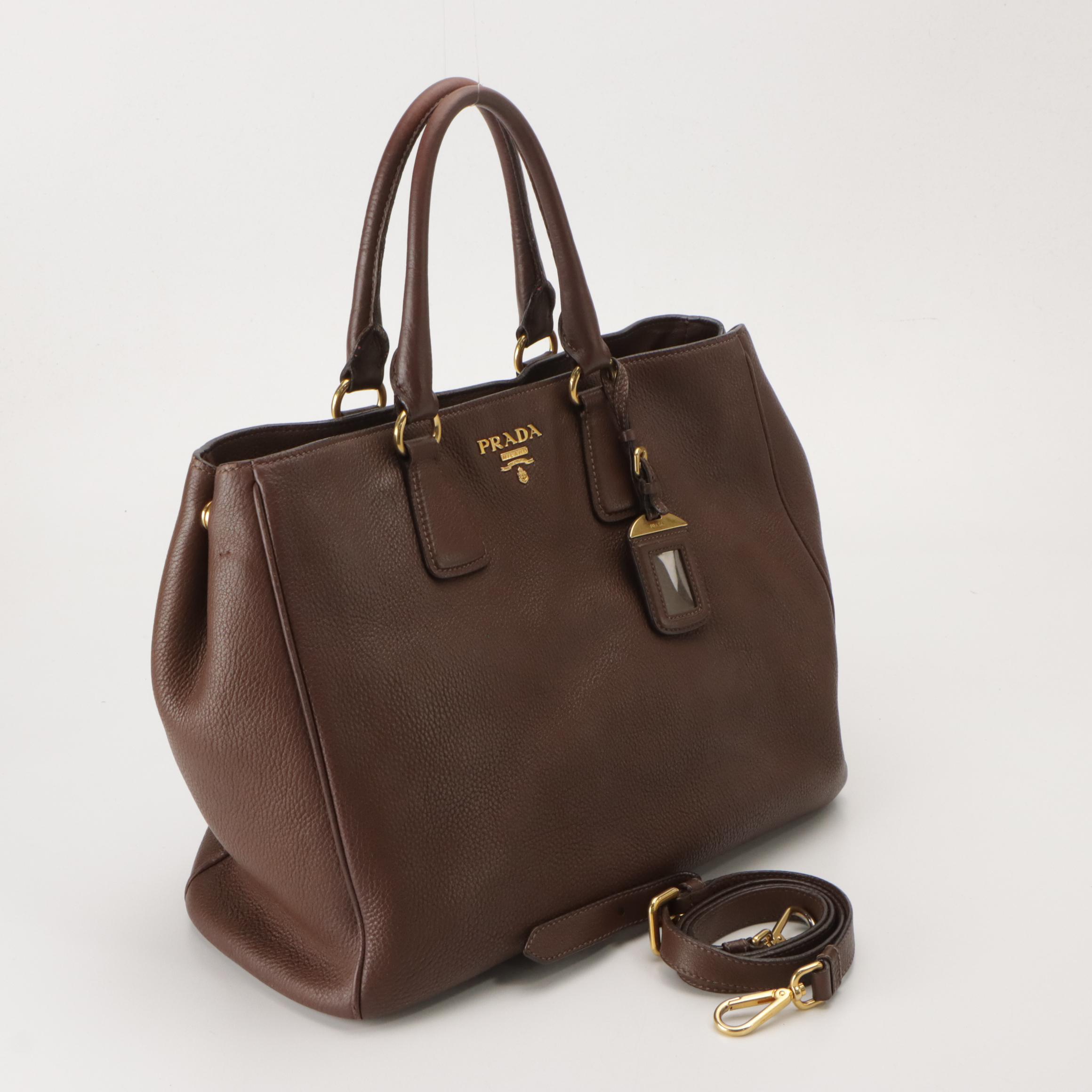 Prada Bonnie Two Way Bag in Brown Leather