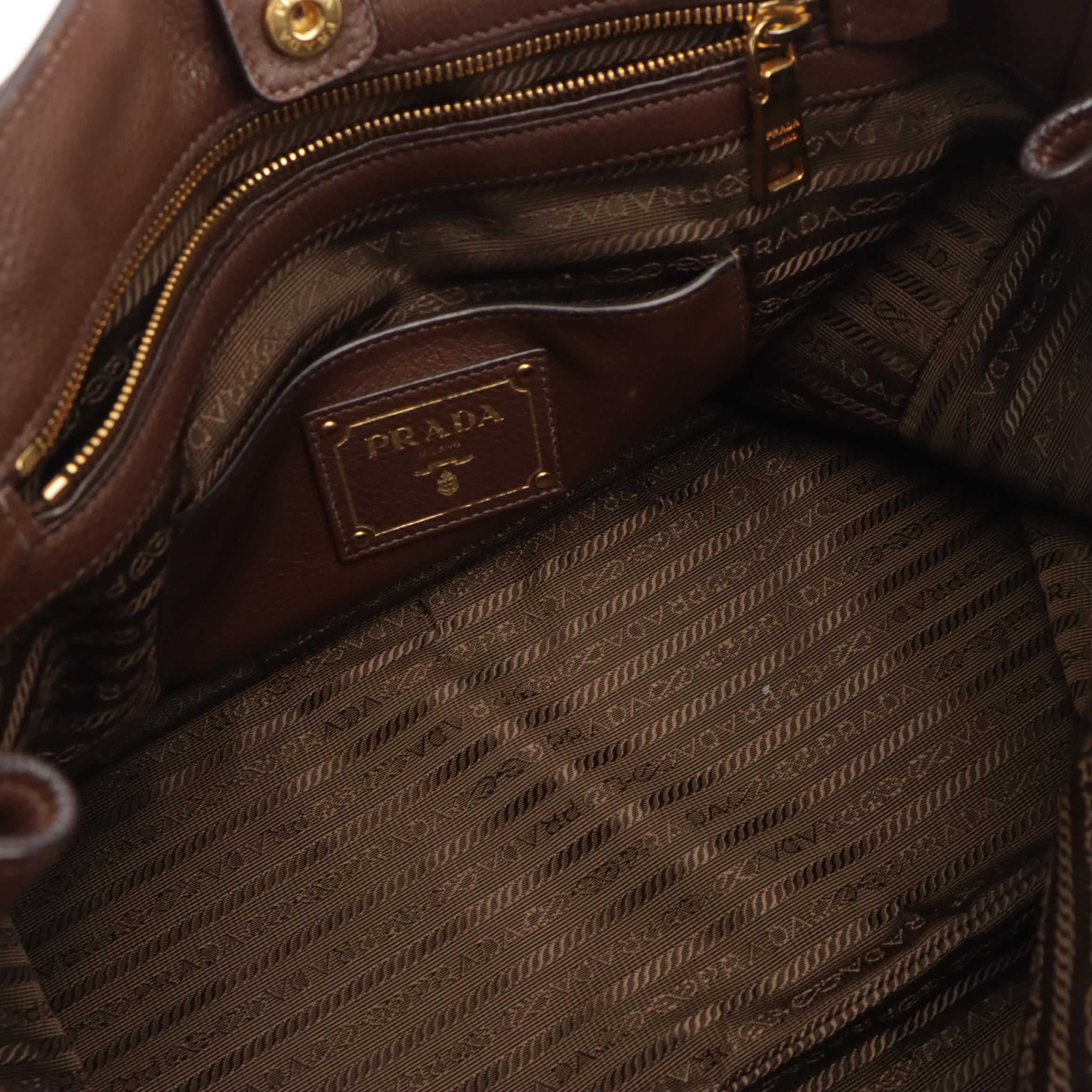 Prada Bonnie Two Way Bag in Brown Leather