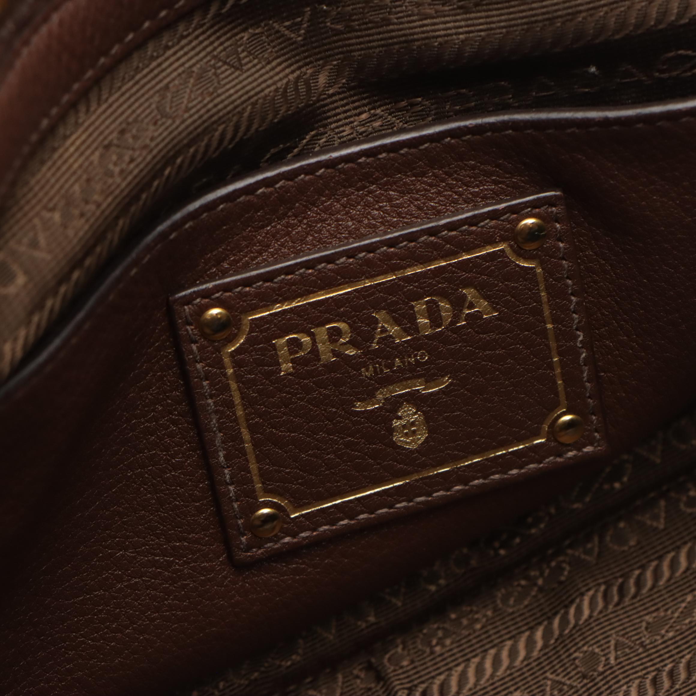 Prada Bonnie Two Way Bag in Brown Leather