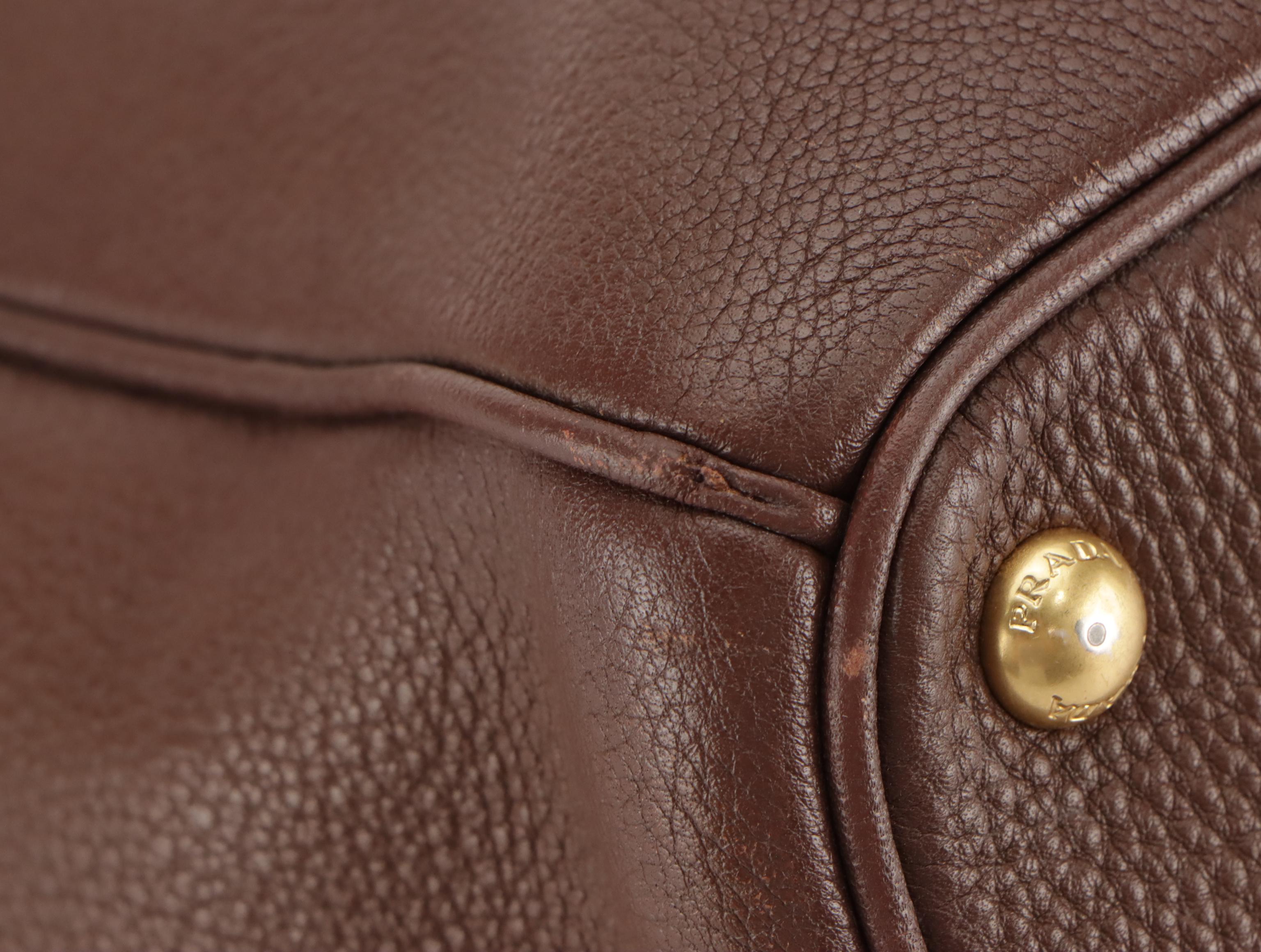 Prada Bonnie Two Way Bag in Brown Leather