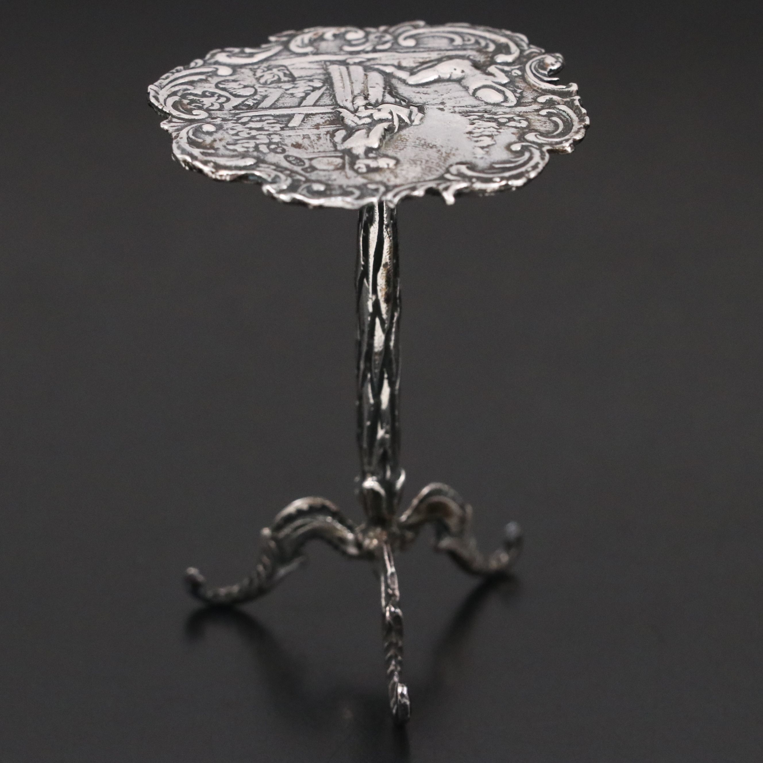 Antique Dutch Baroque Style Sterling Silver Miniature Table