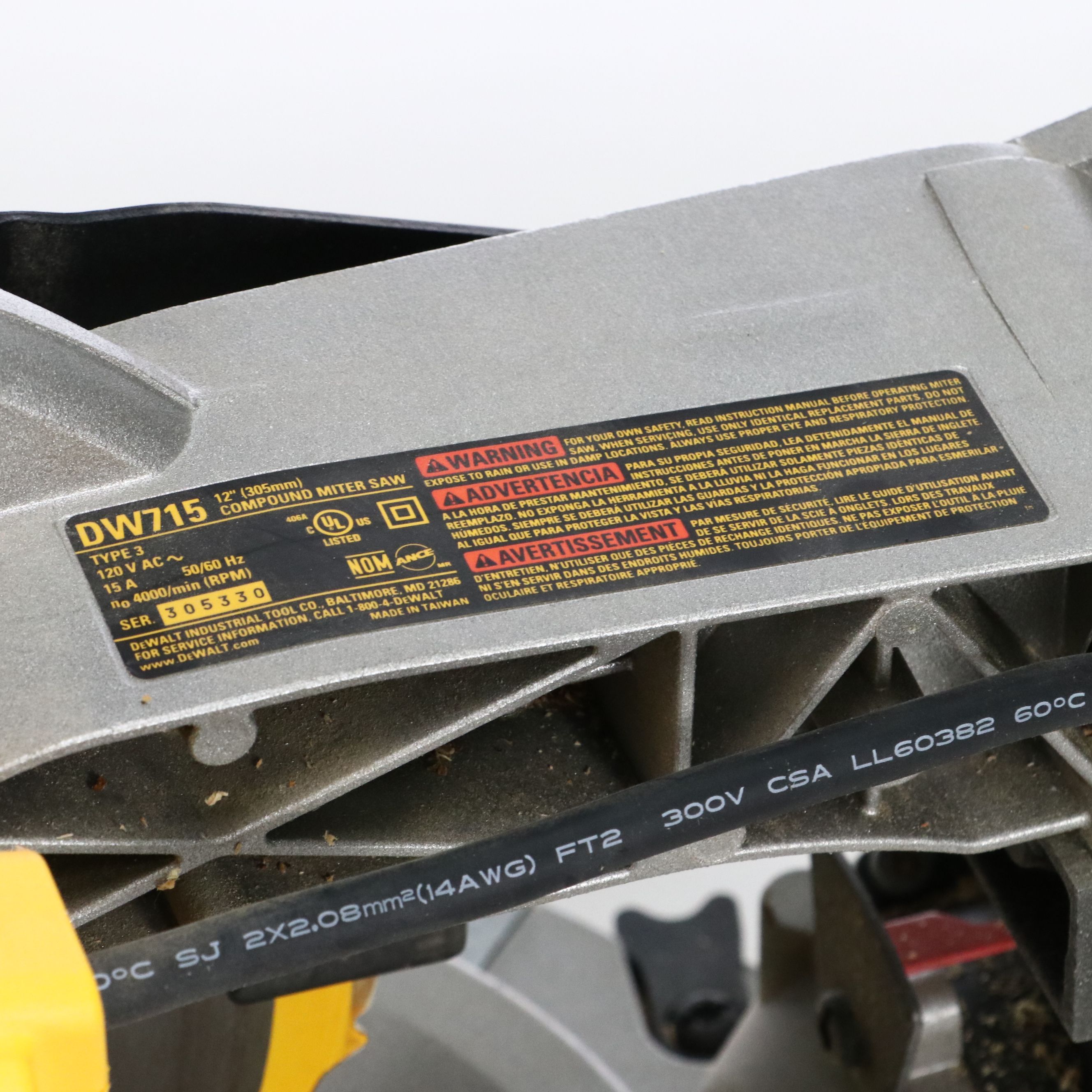 DeWalt Model DW715 12" Compound Miter Saw