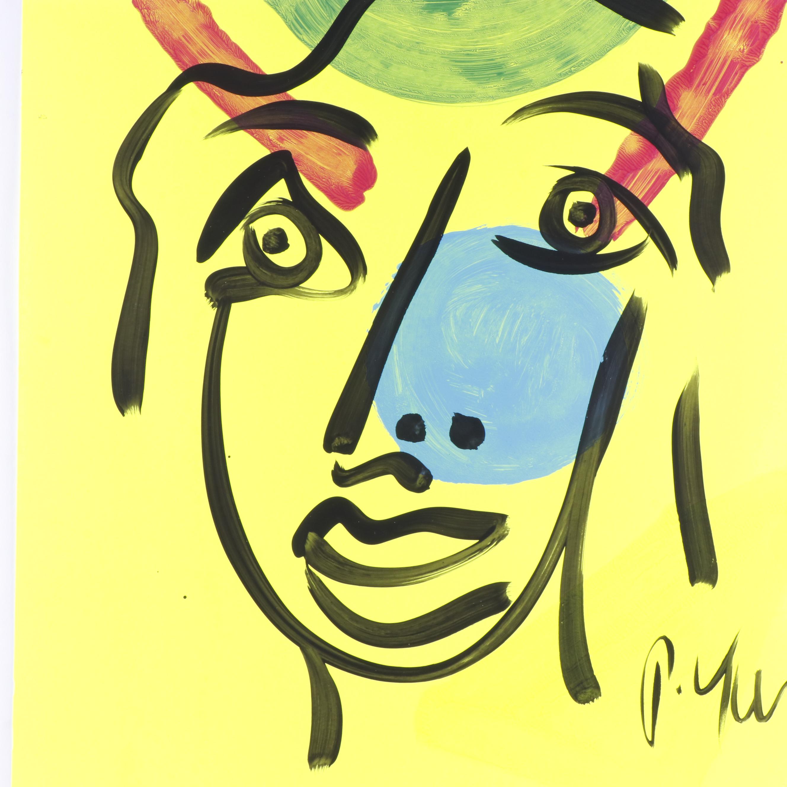 Peter Keil Yellow Abstract Portrait Composition Acrylic Painting
