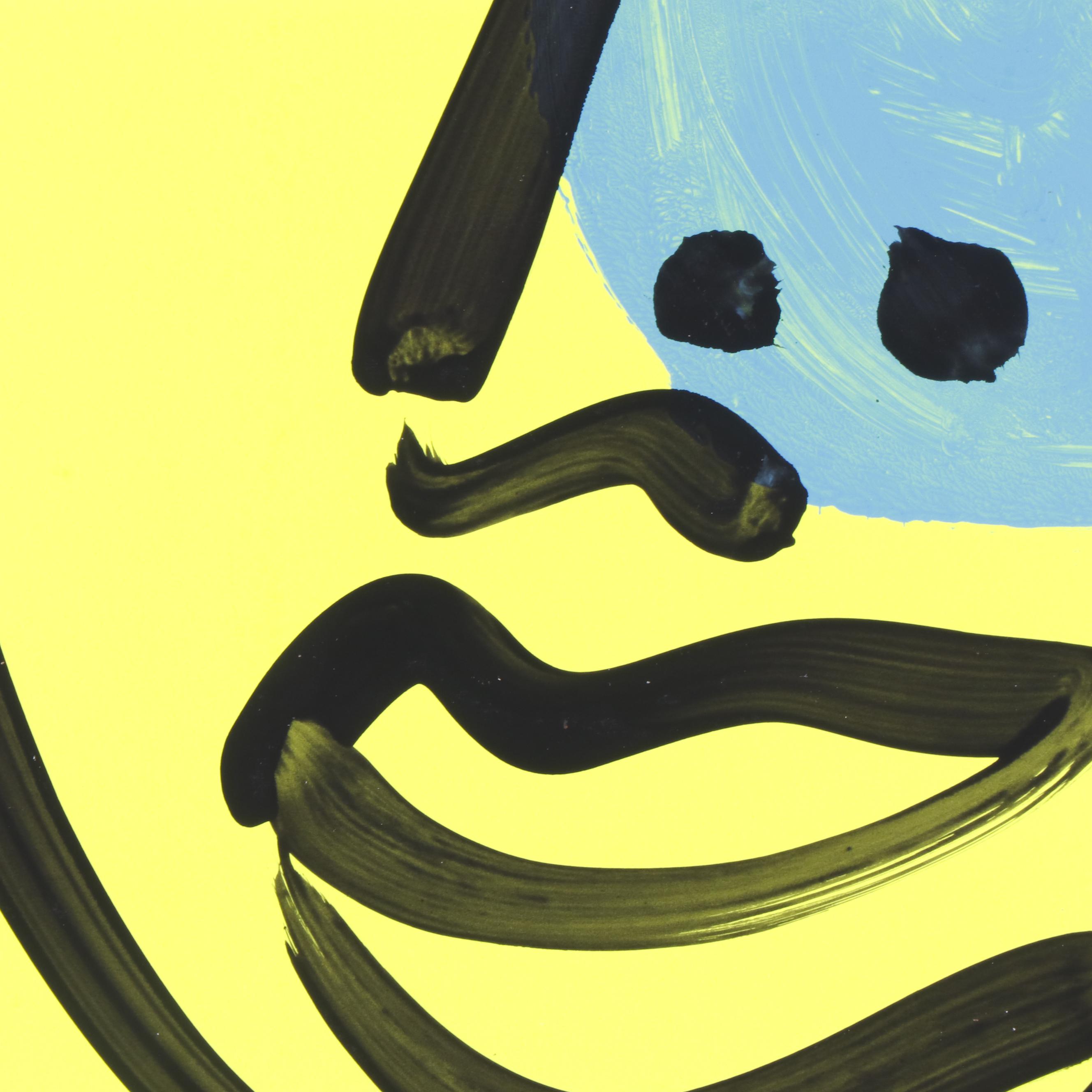 Peter Keil Yellow Abstract Portrait Composition Acrylic Painting