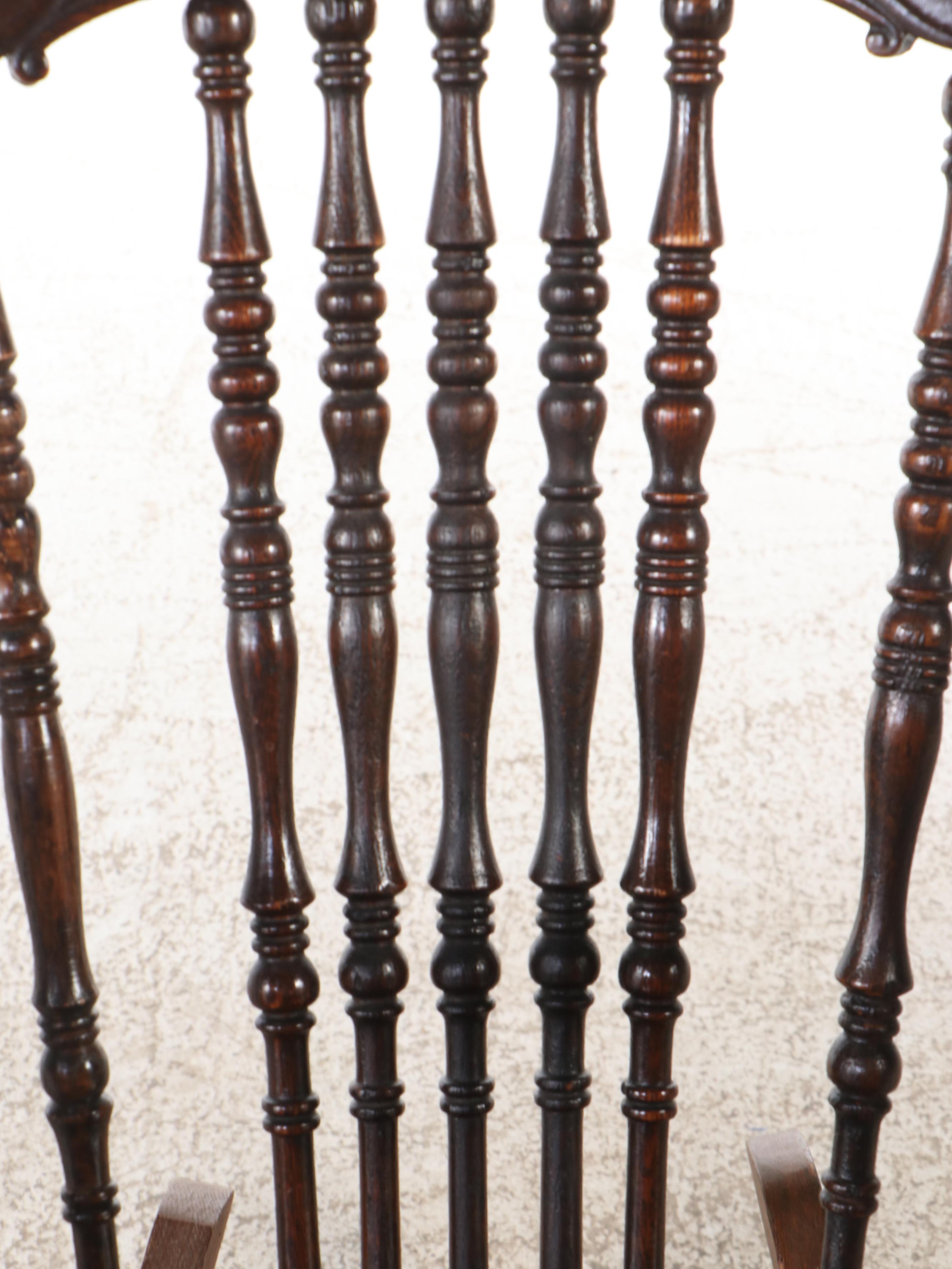 Victorian Press Carved Oak Rocking Chair, Late 19th/Early 20th Century