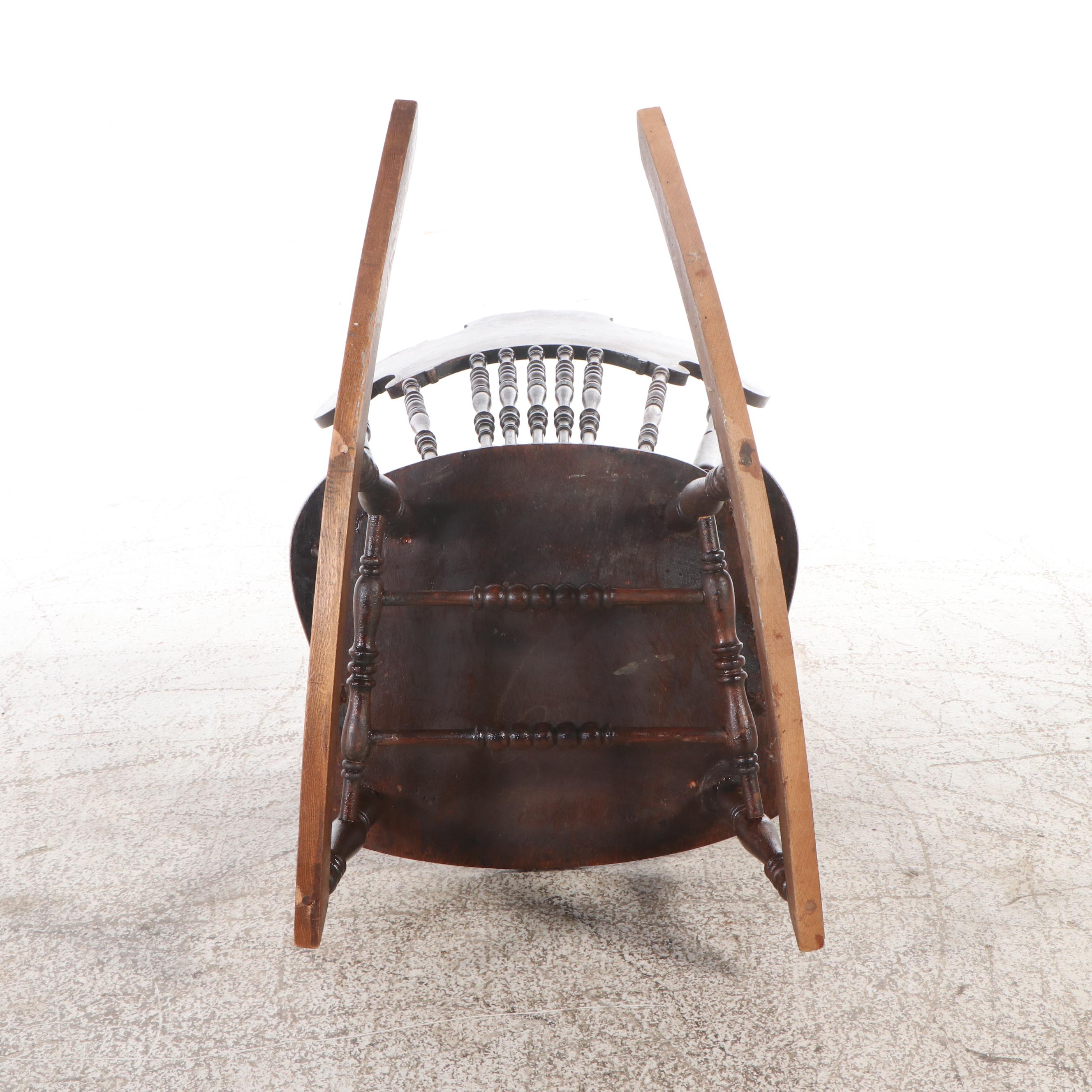 Victorian Press Carved Oak Rocking Chair, Late 19th/Early 20th Century