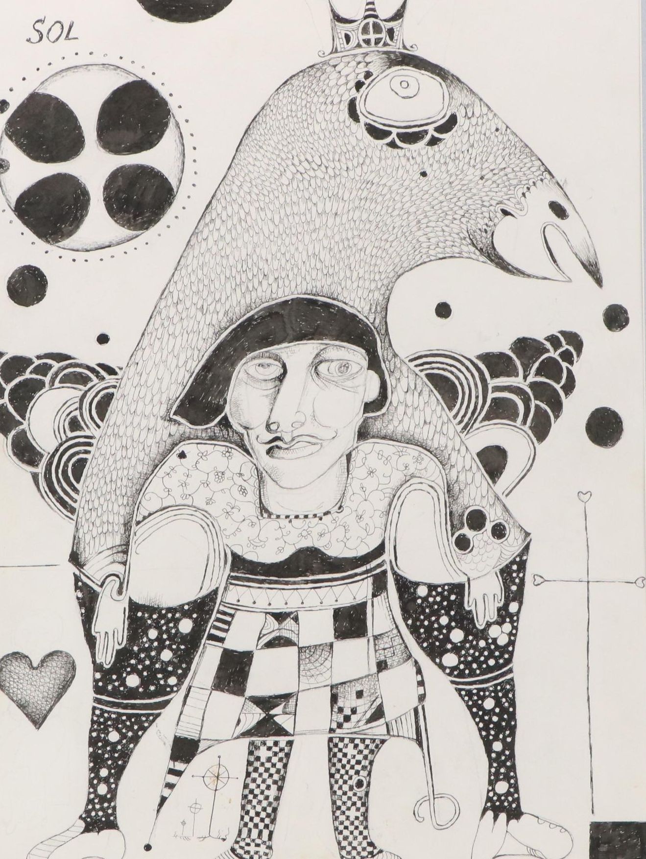 Nikolay "Kuk" Manuylov Figural Surrealist Ink Drawing, 2016