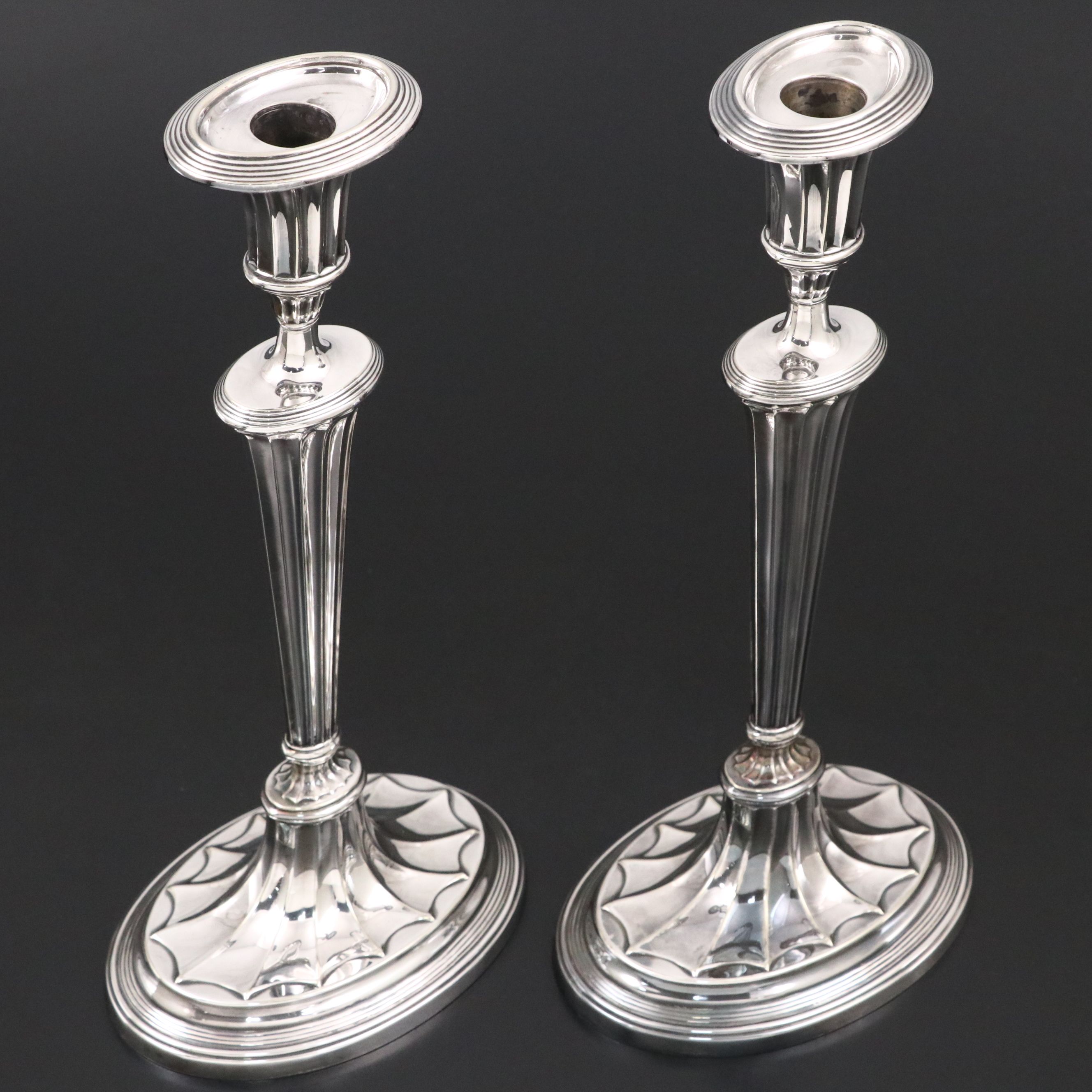 Antique Ellis-Barker Silver Plate Candlesticks Sold By J.E. Caldwell