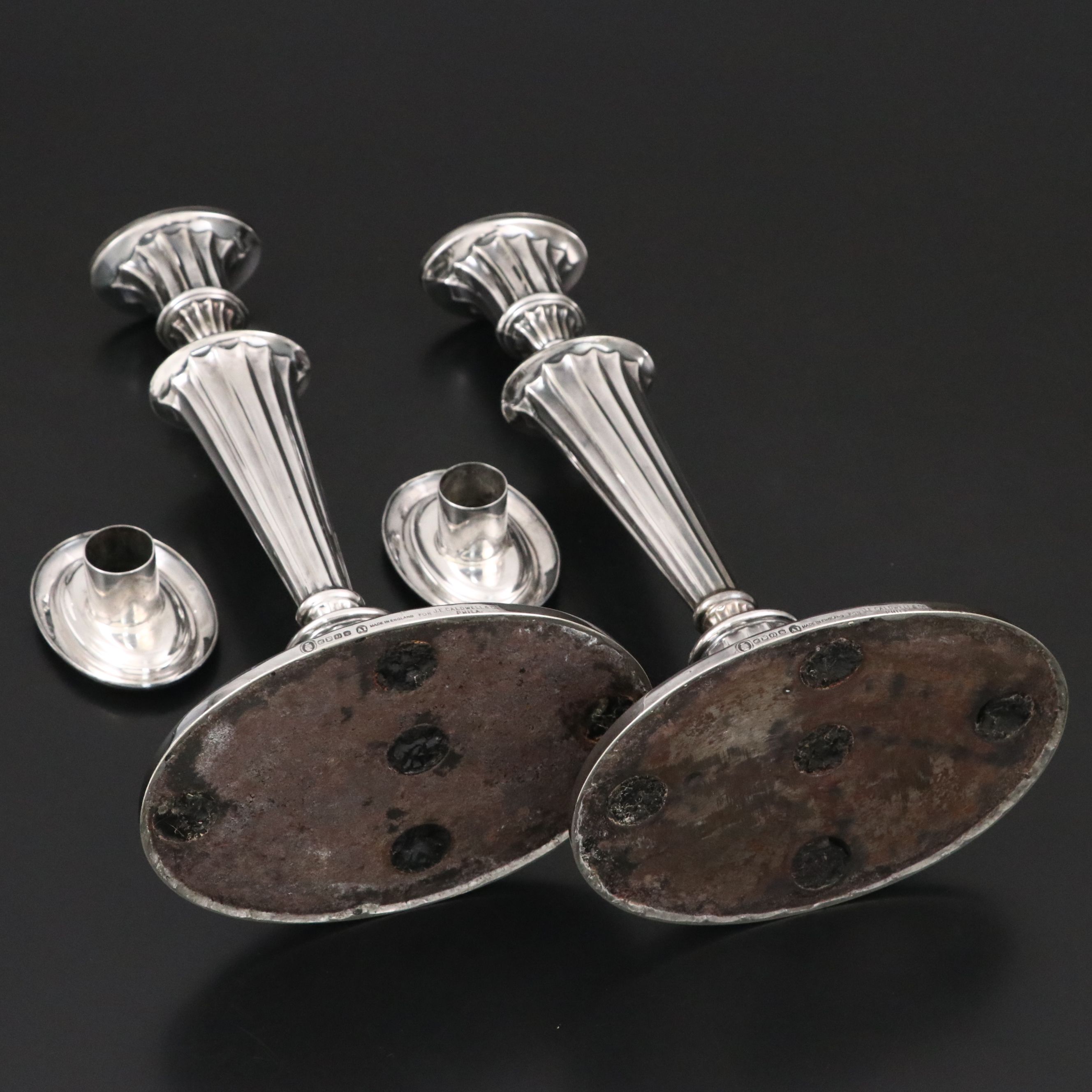 Antique Ellis-Barker Silver Plate Candlesticks Sold By J.E. Caldwell