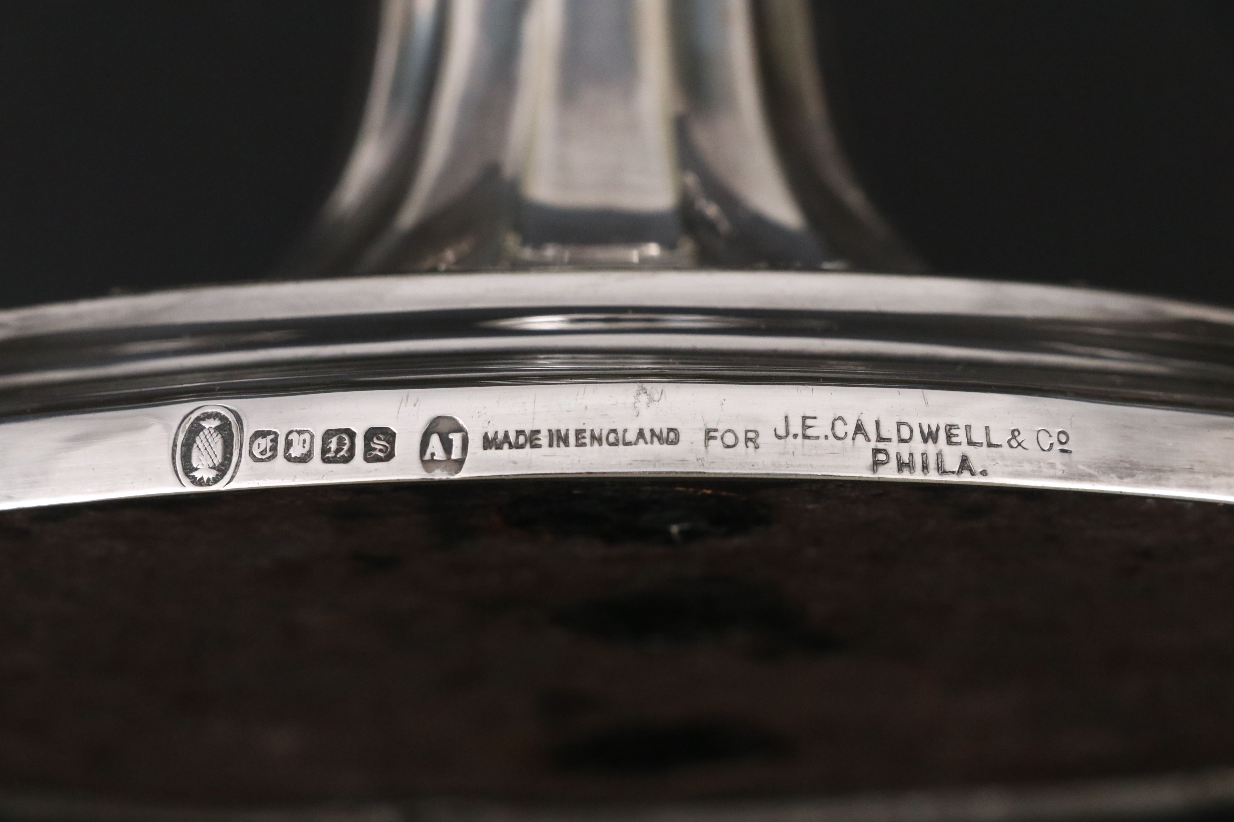 Antique Ellis-Barker Silver Plate Candlesticks Sold By J.E. Caldwell