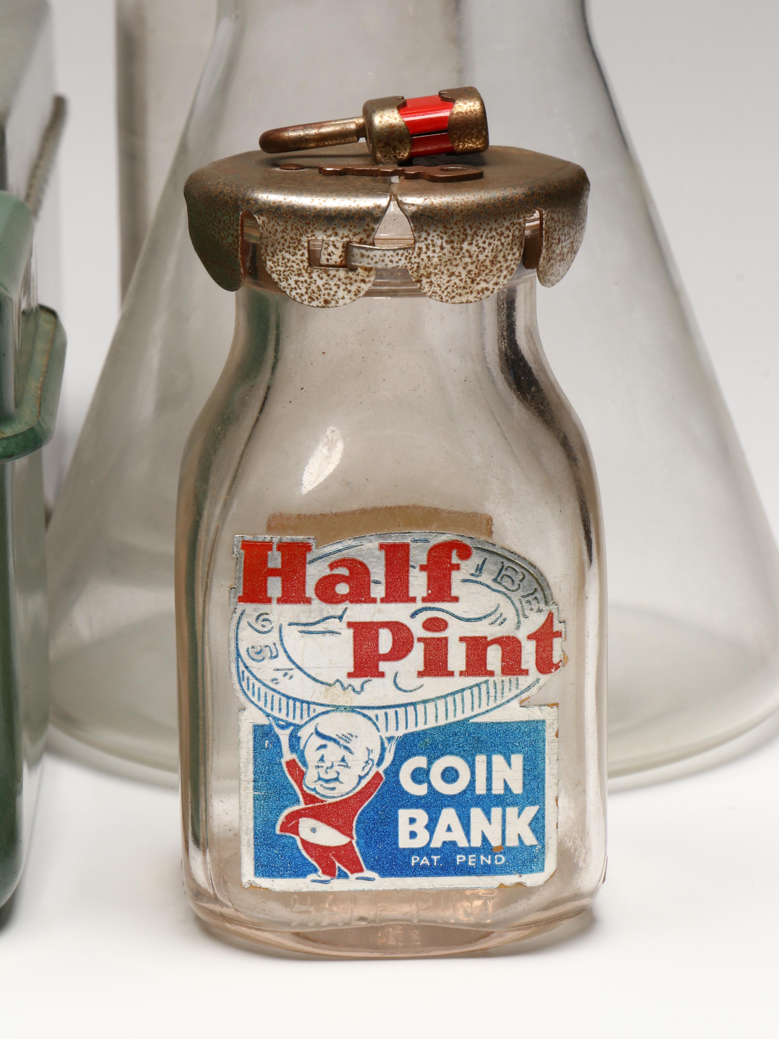 Glass Apothecary Jar with Metal Lock Boxes and More Glassware