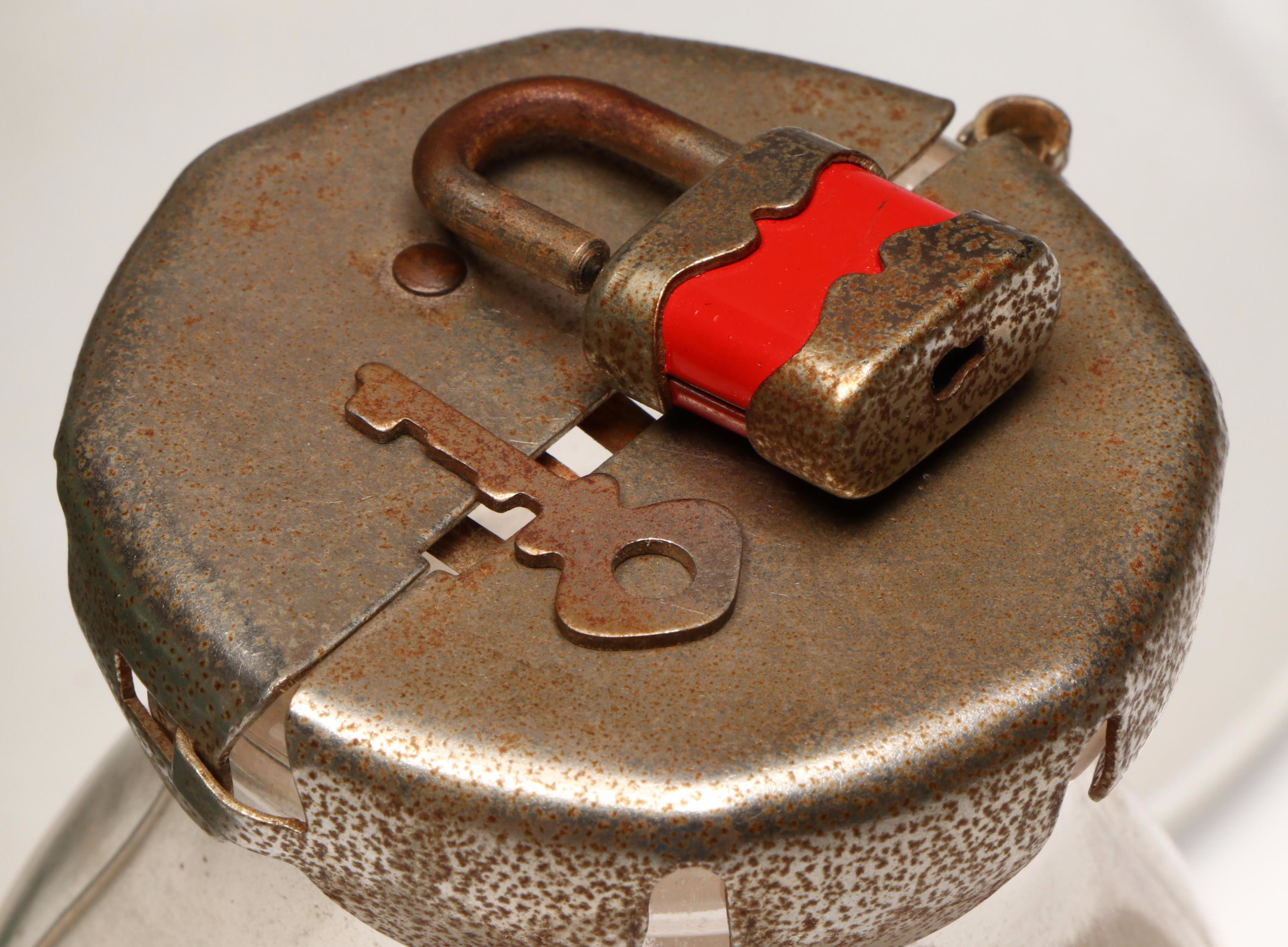 Glass Apothecary Jar with Metal Lock Boxes and More Glassware