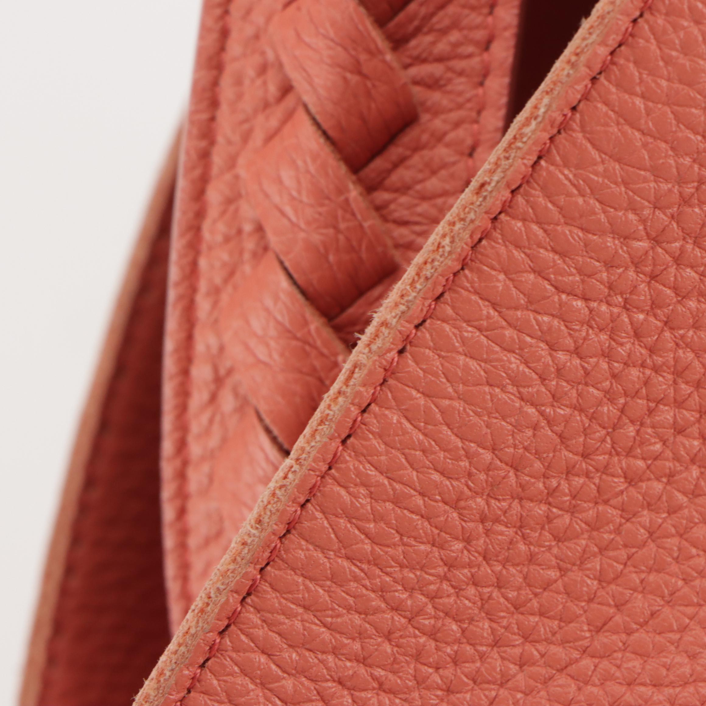Bottega Veneta Hobo Shoulder Bag in Salmon Pink Leather & Intrecciato Detailing
