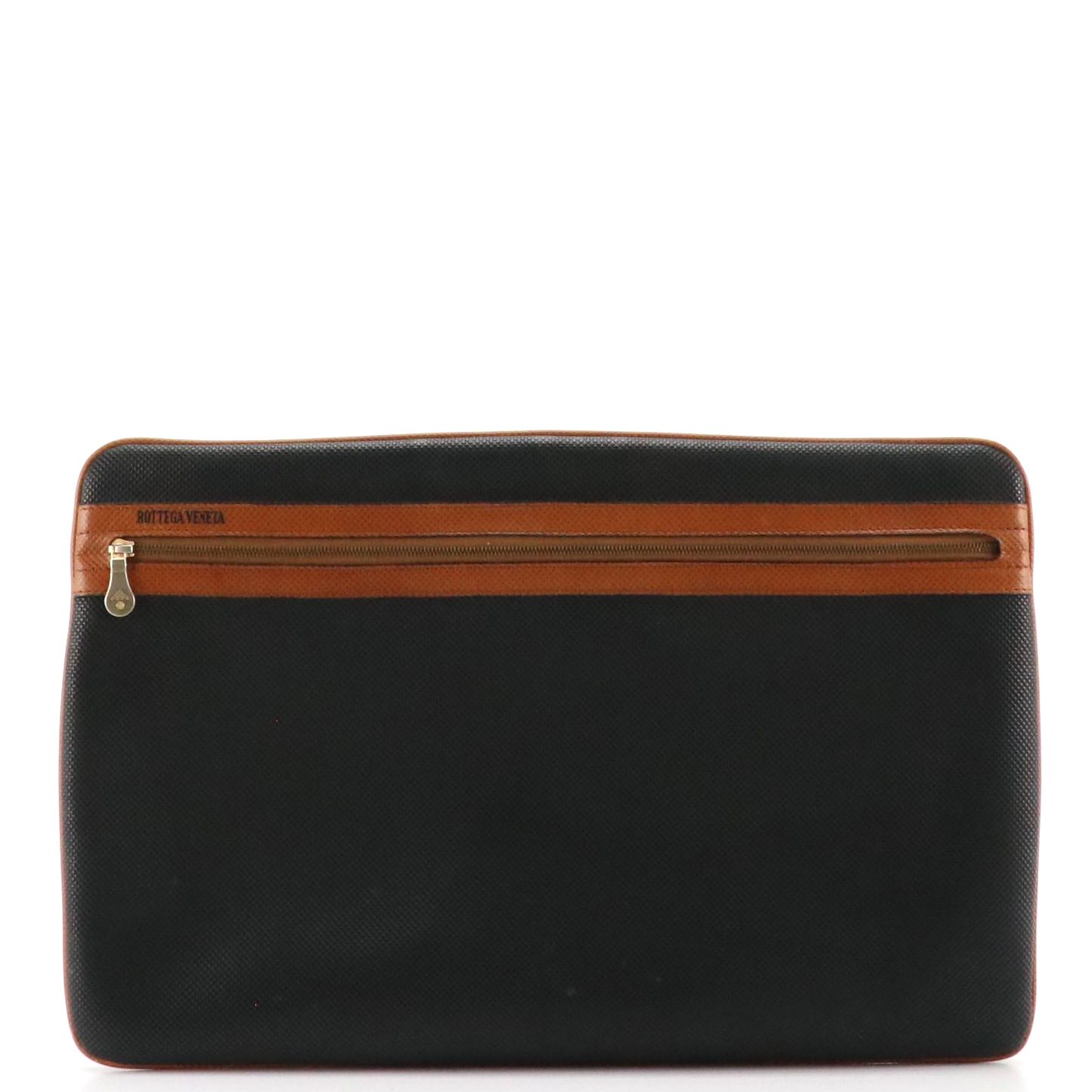 Bottega Veneta Portfolio Case Clutch in Rubberized Canvas with Leather Trim