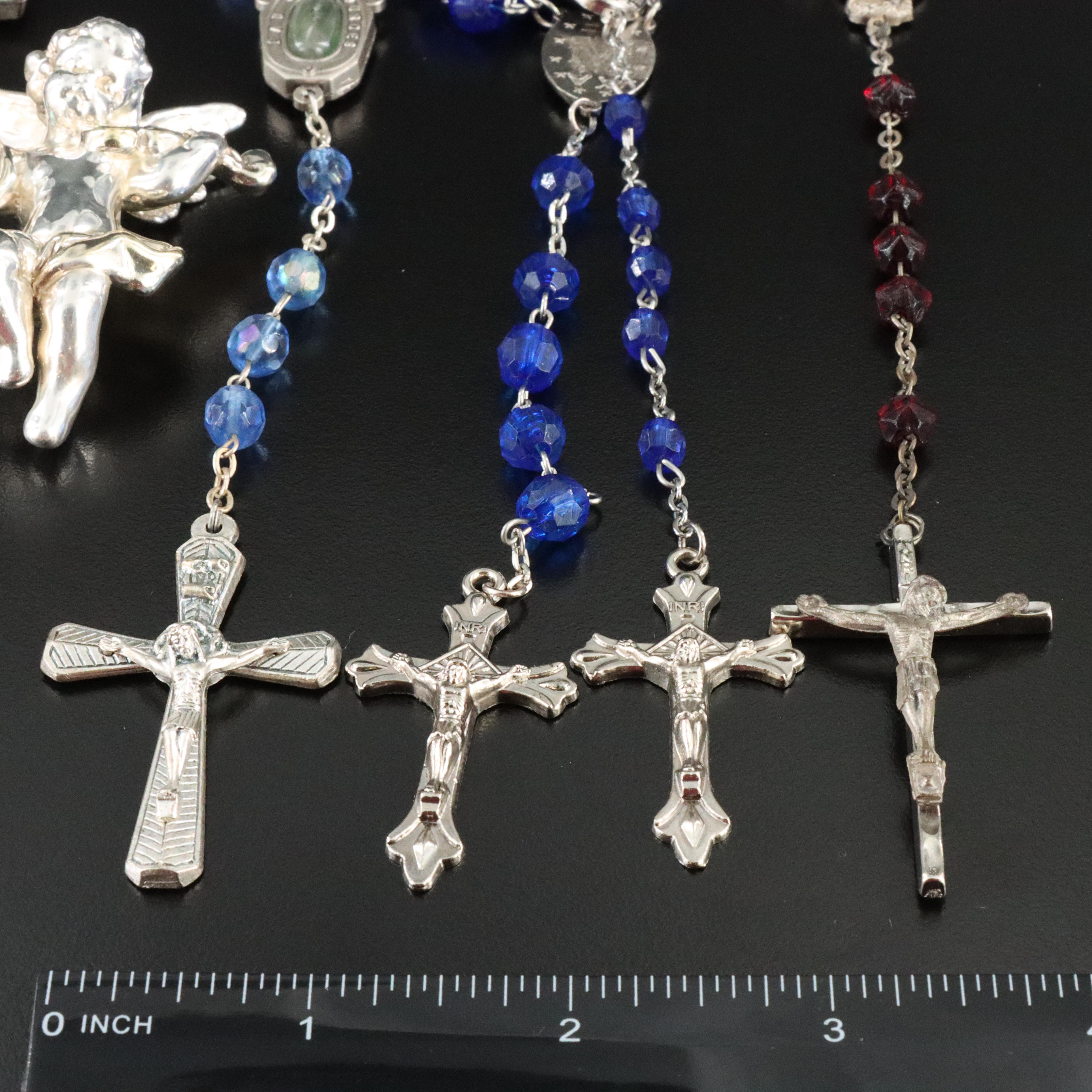 Rosaries and Sterling Electroformed Angel Brooch in Camelletti Box