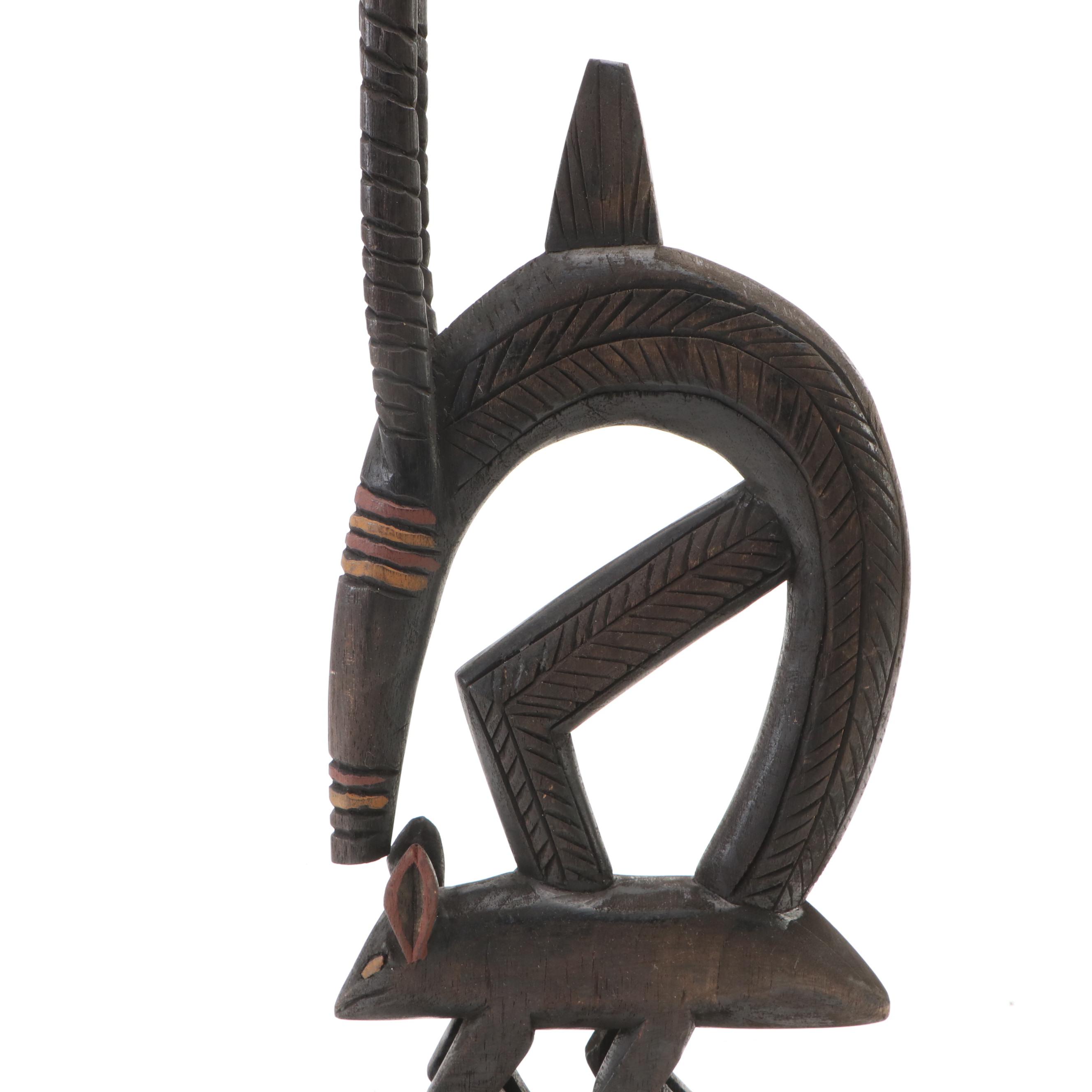 Mali West African Bamana Carved Wood Chiwara Antelope Headdress
