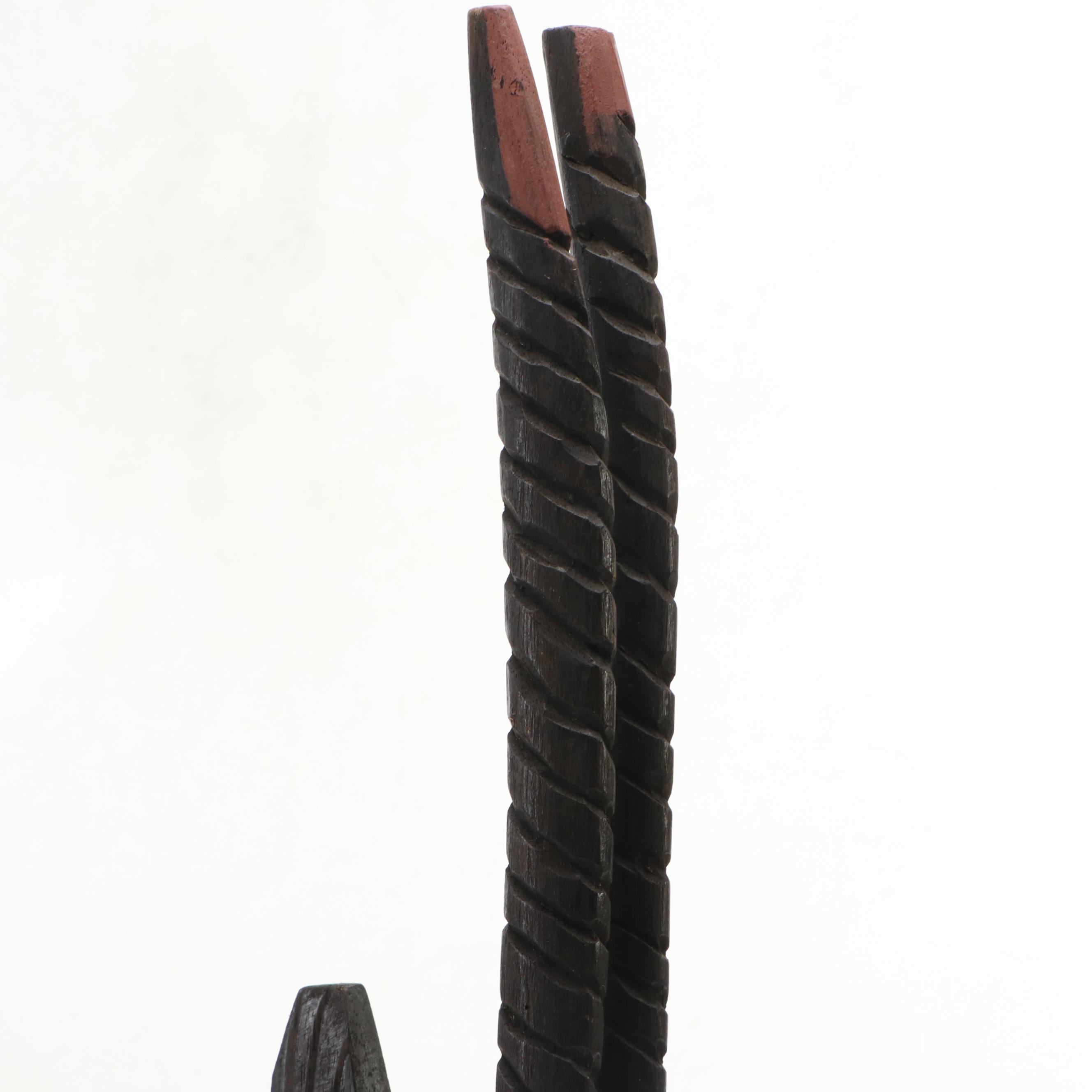 Mali West African Bamana Carved Wood Chiwara Antelope Headdress