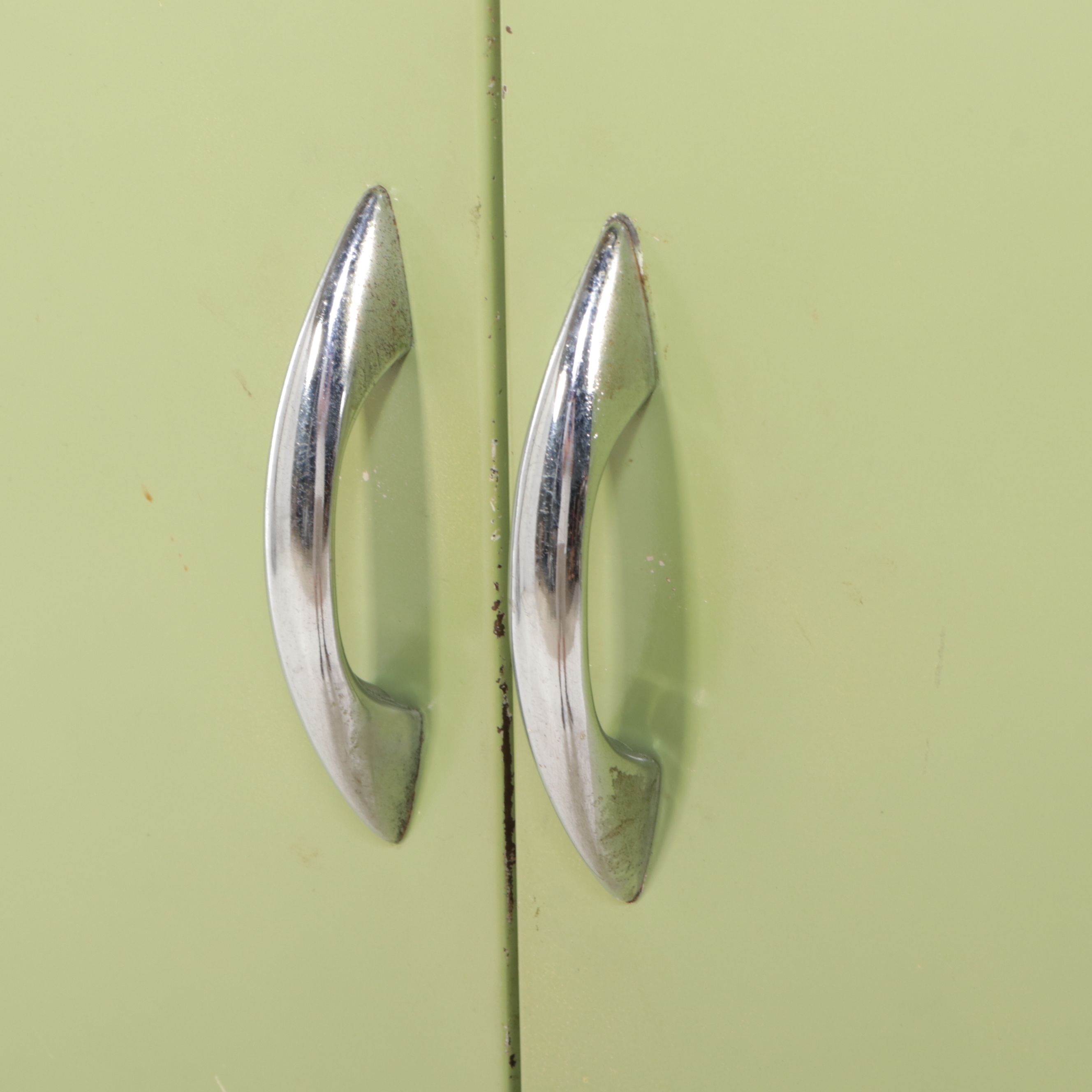 Green-Painted Metal Storage Cabinet, Mid-20th Century