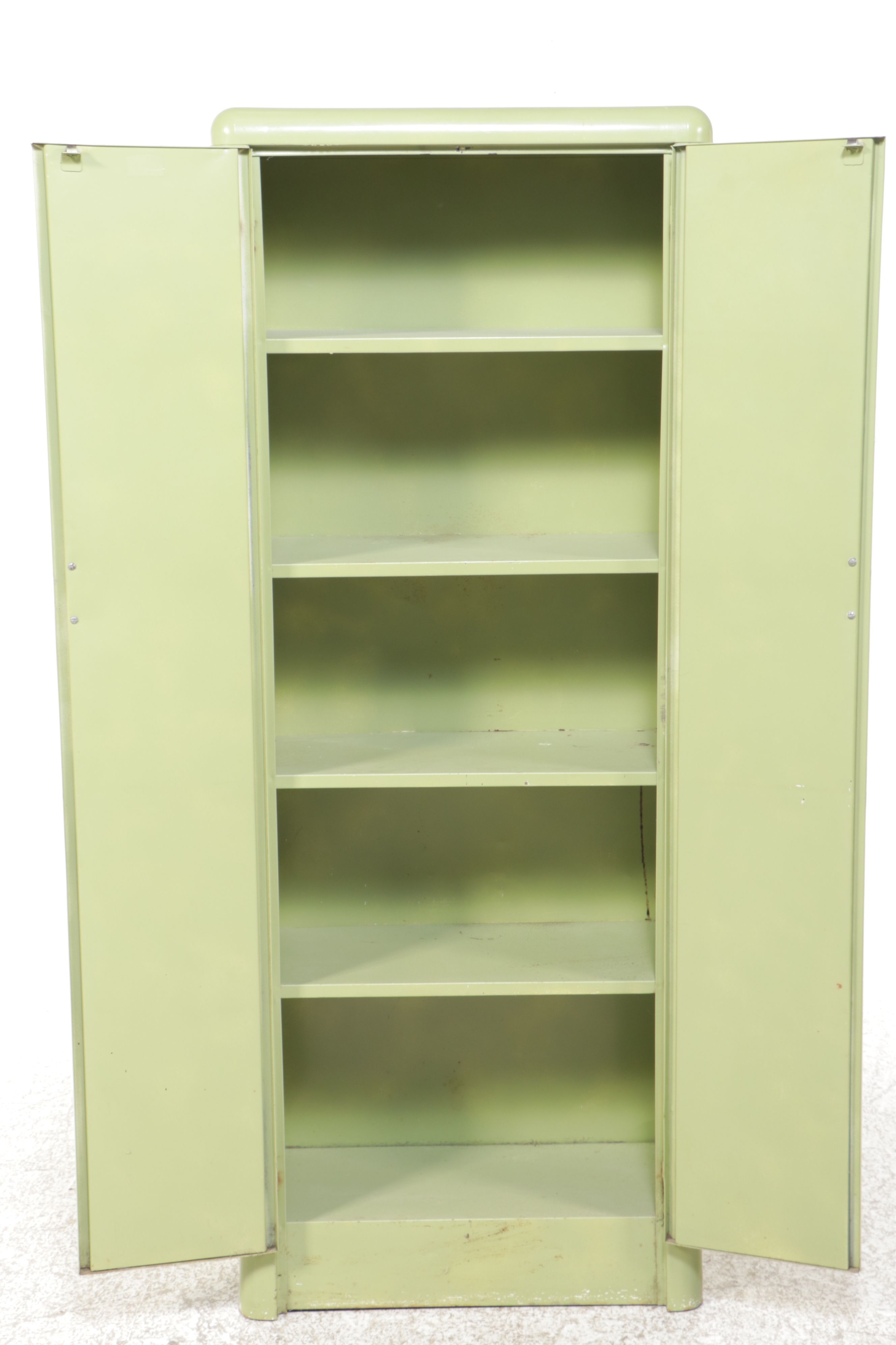 Green-Painted Metal Storage Cabinet, Mid-20th Century