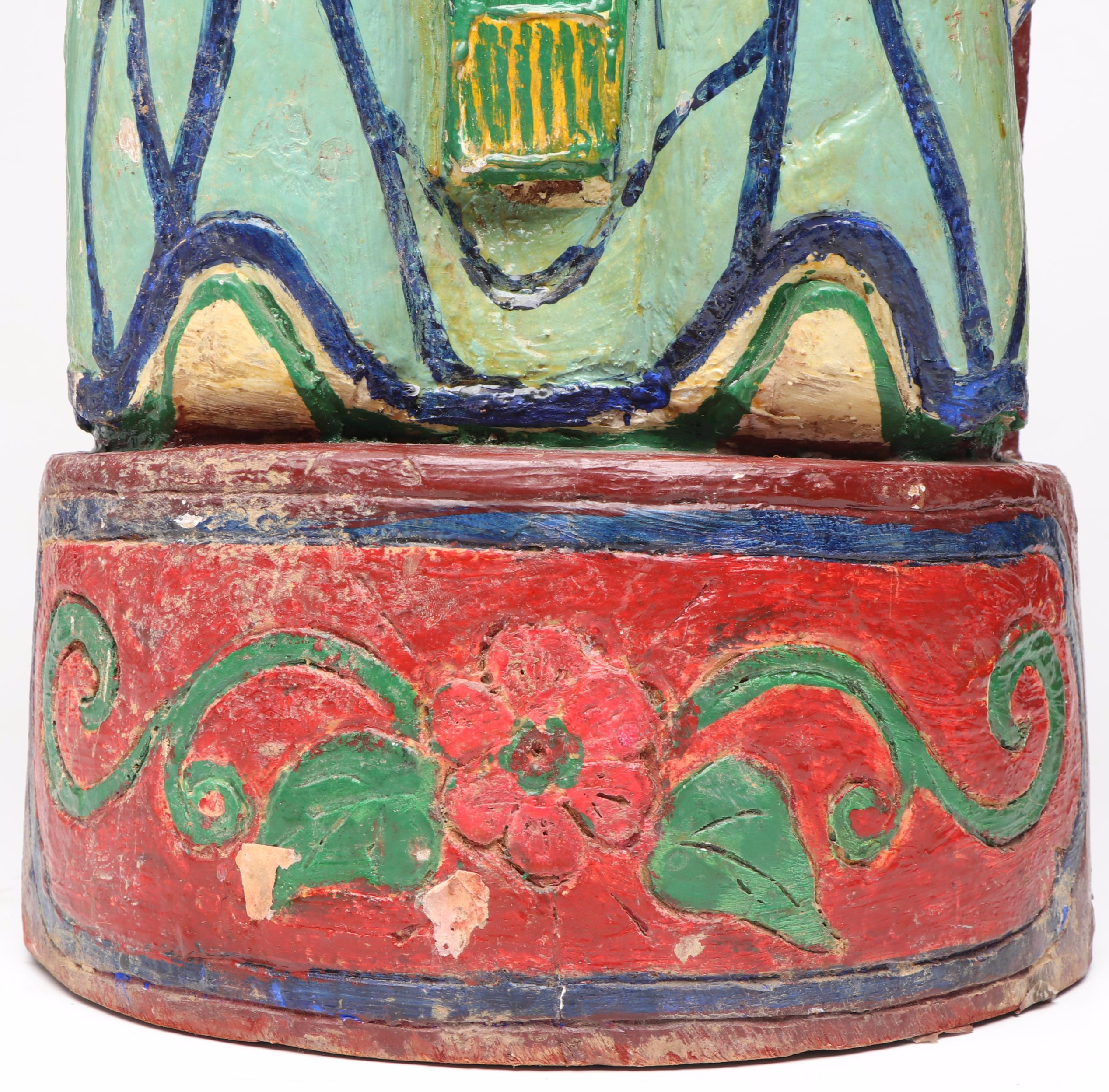 Southeast Asian Hand-Carved and Painted Wood Ancestor Figure