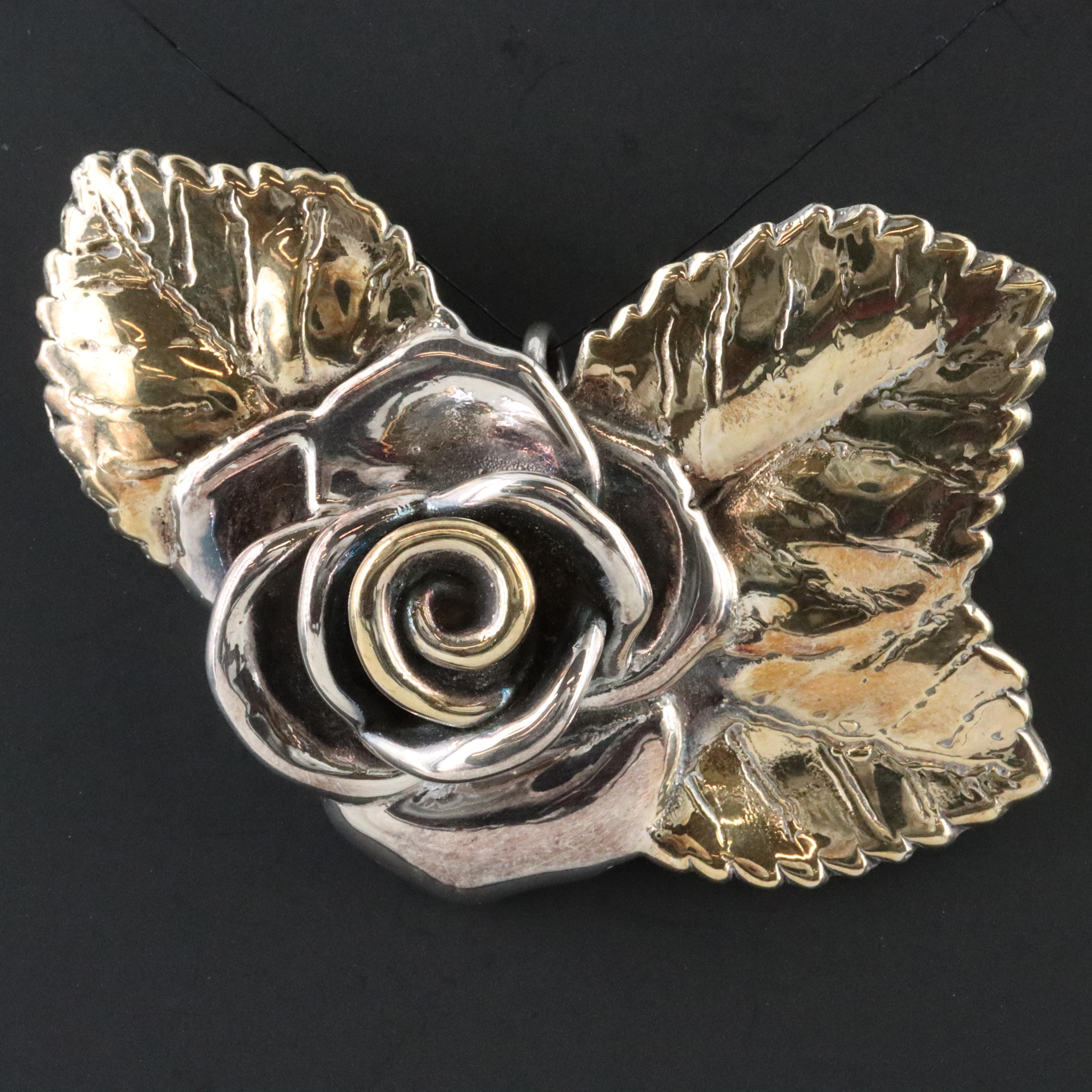 Electroformed Two-Tone Rose Pendant