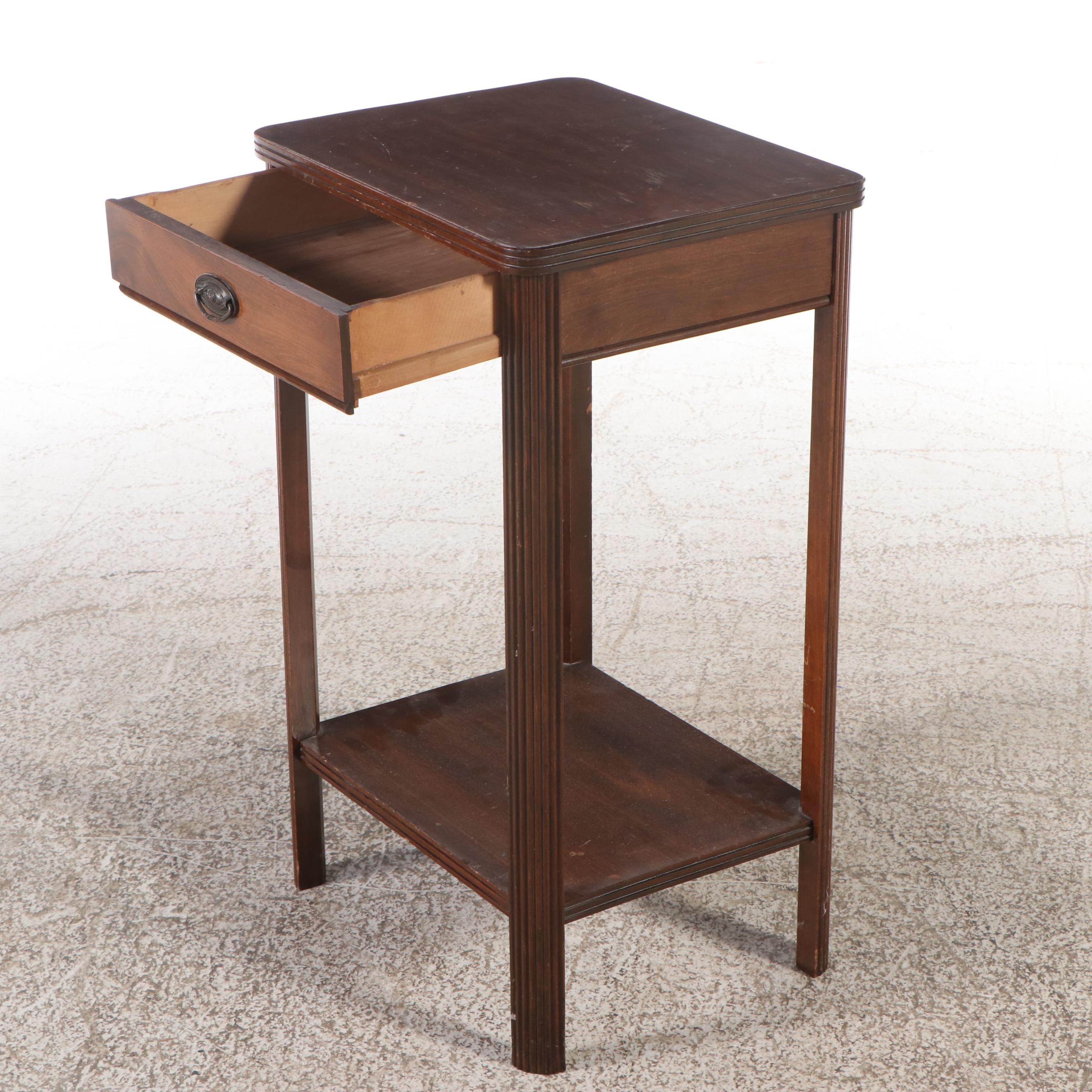 Klode Mahogany Finish Two-Tiered Side Table