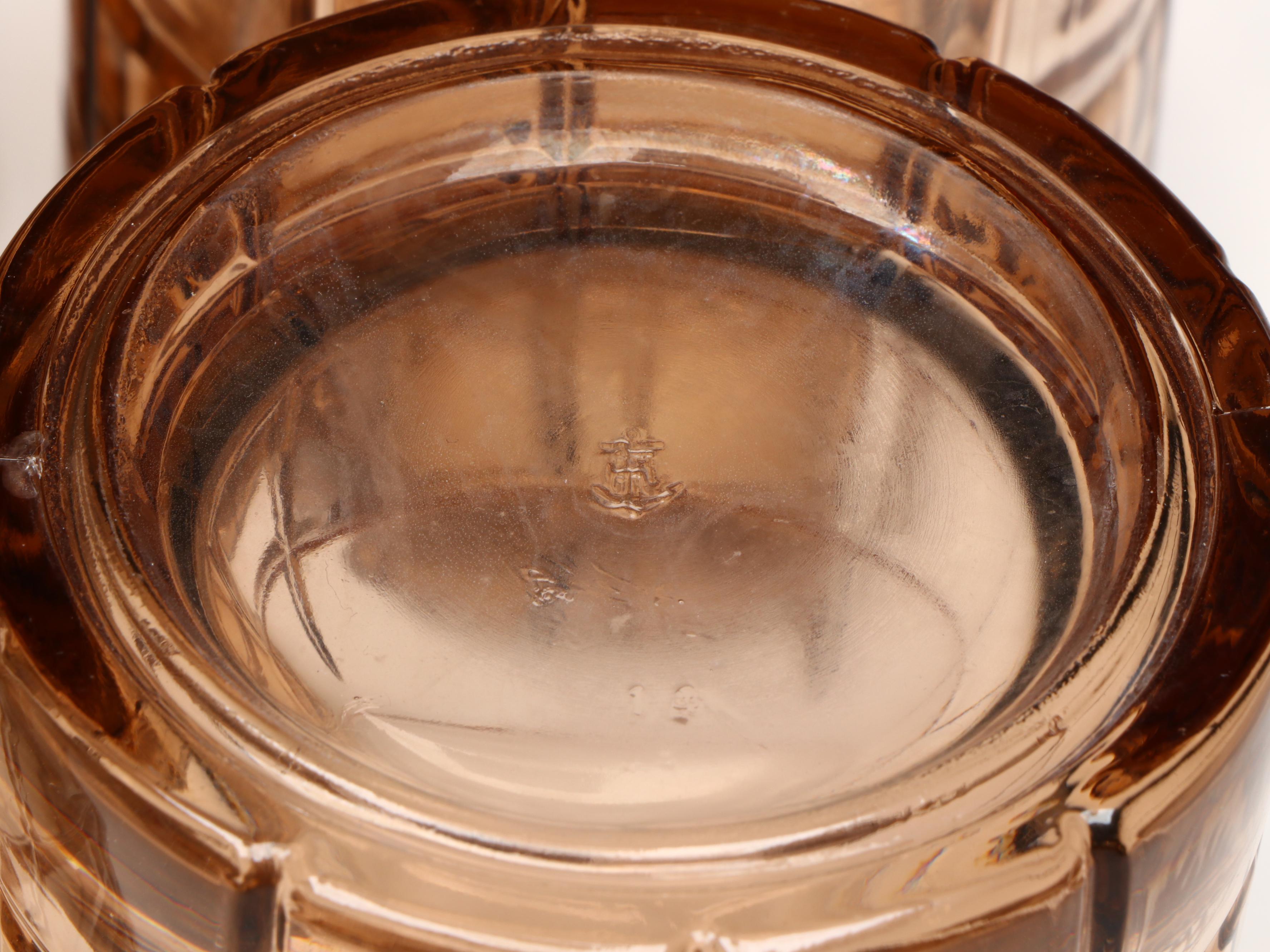 Anchor Hocking "Tartan Brown" Old Fashioned and Flat Tumblers