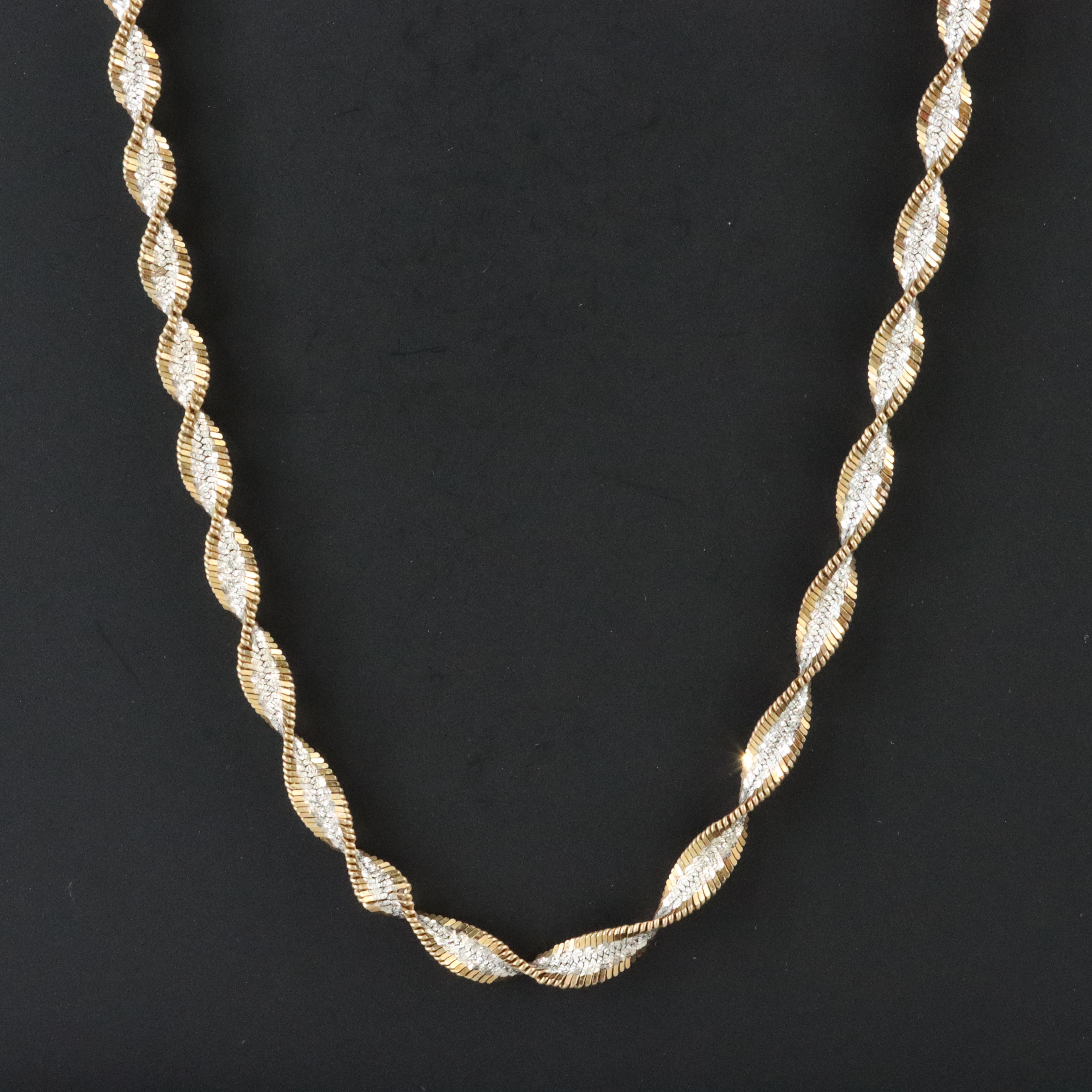 Milor Italian Sterling Two-Tone Sparkle Chain Necklace