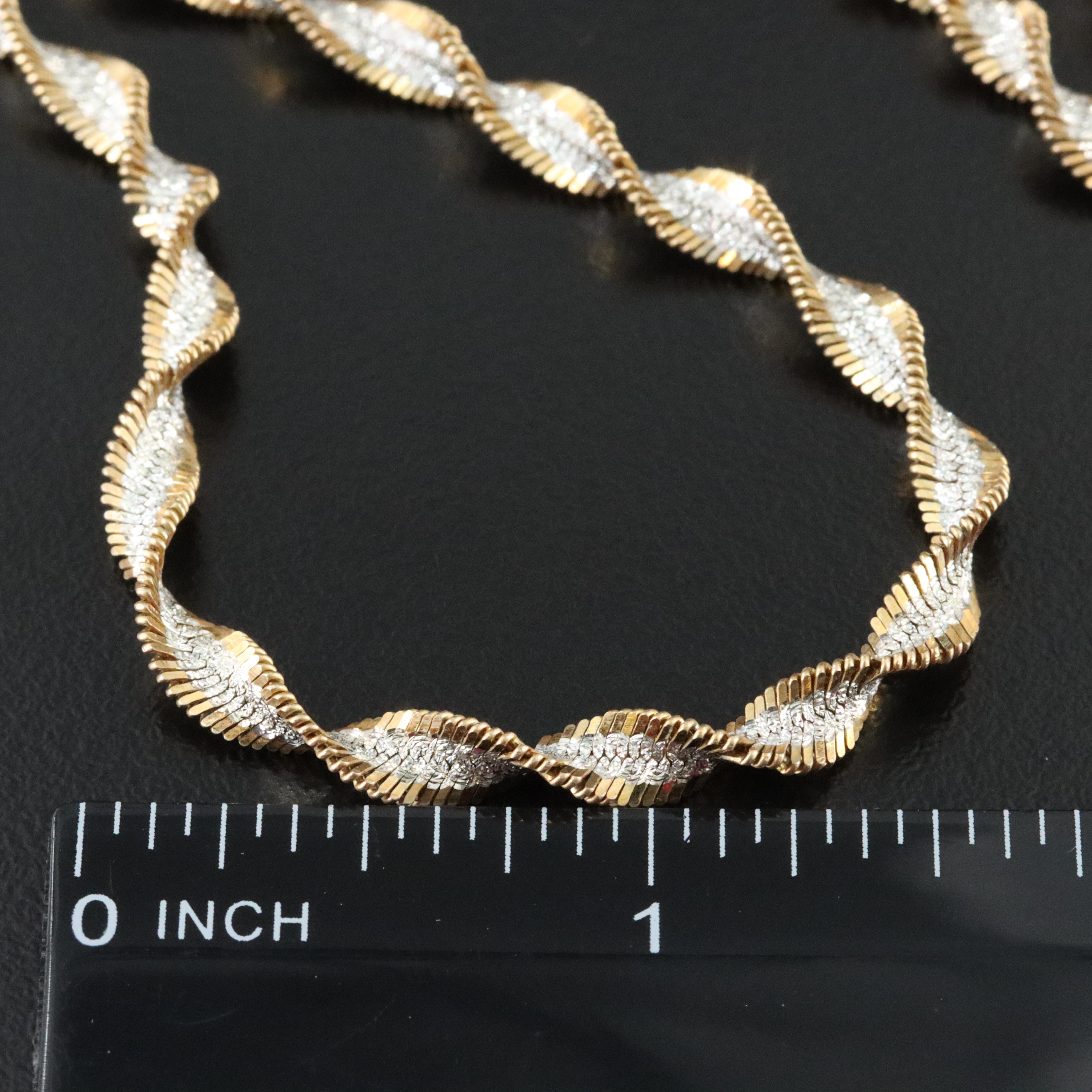 Milor Italian Sterling Two-Tone Sparkle Chain Necklace