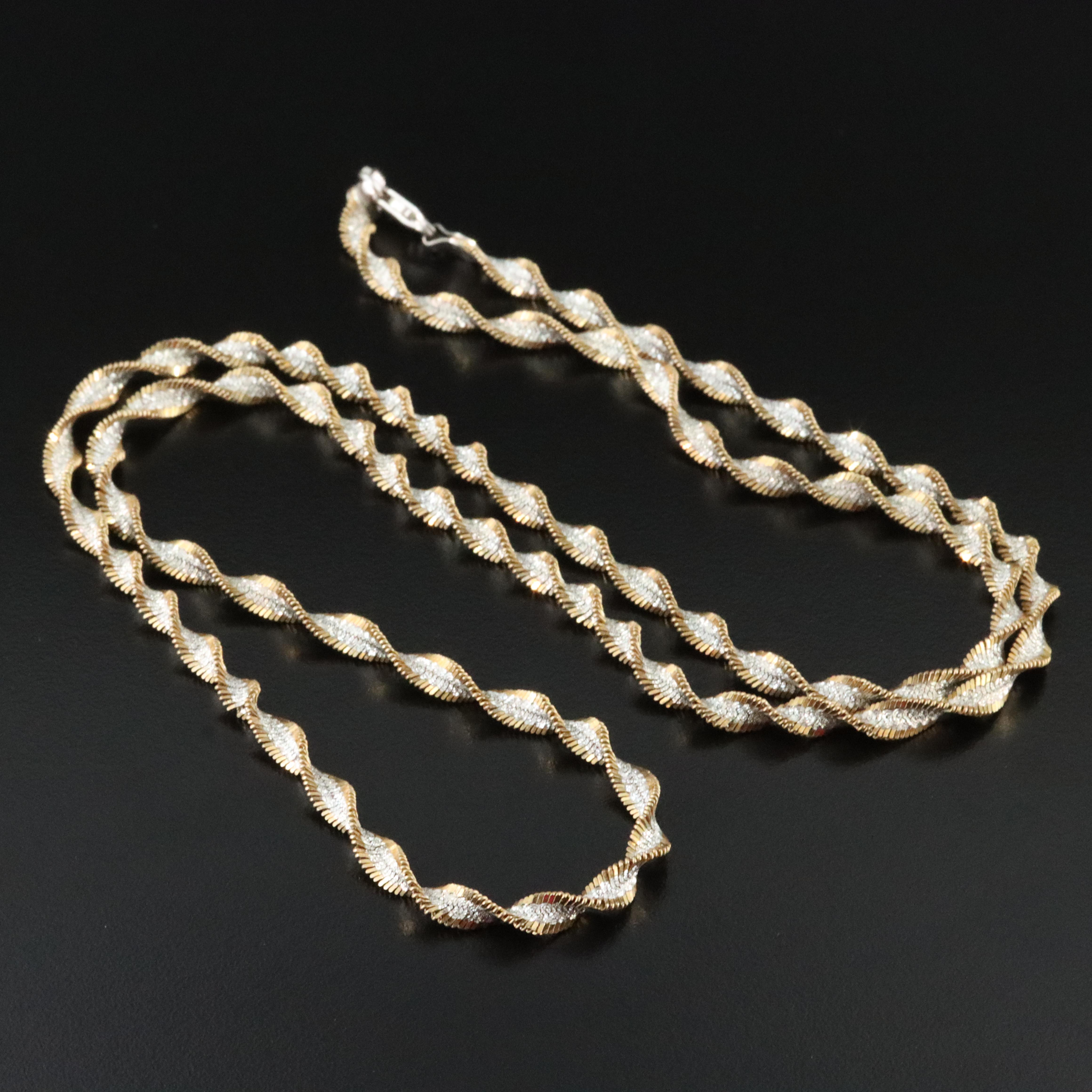 Milor Italian Sterling Two-Tone Sparkle Chain Necklace