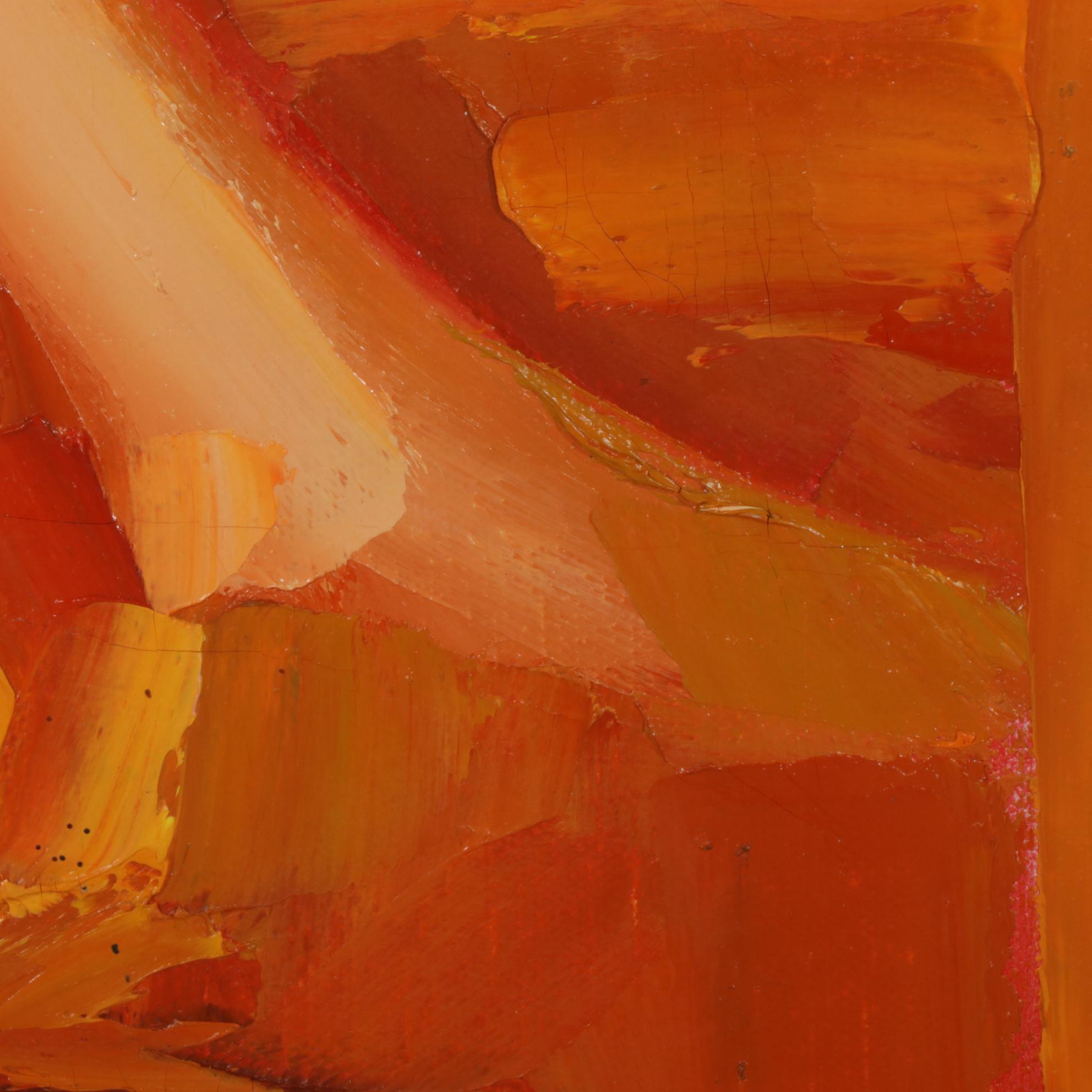 Roy Hustin Portrait of Sitting Woman Impasto Oil Painting, Late 20th Century