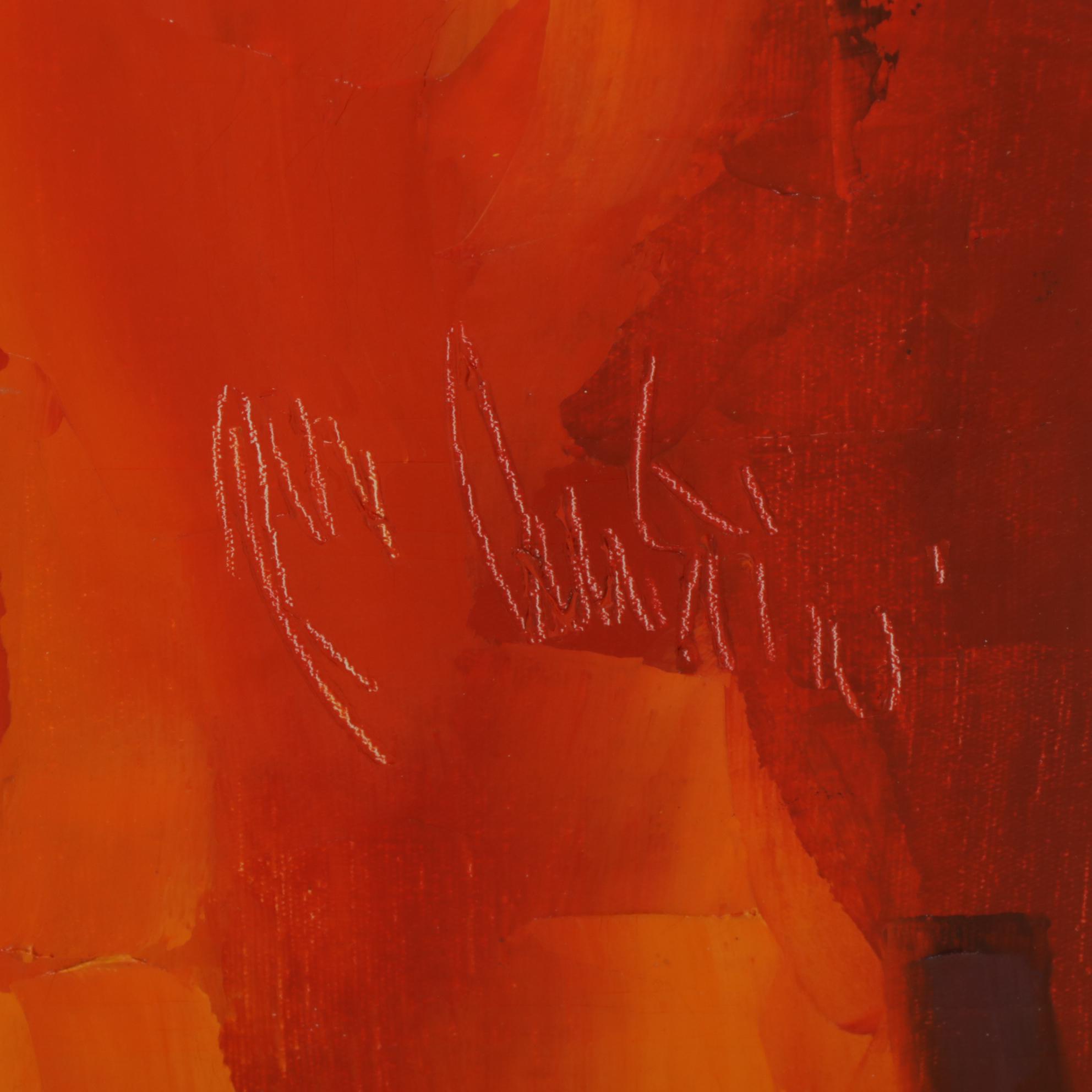 Roy Hustin Portrait of Sitting Woman Impasto Oil Painting, Late 20th Century