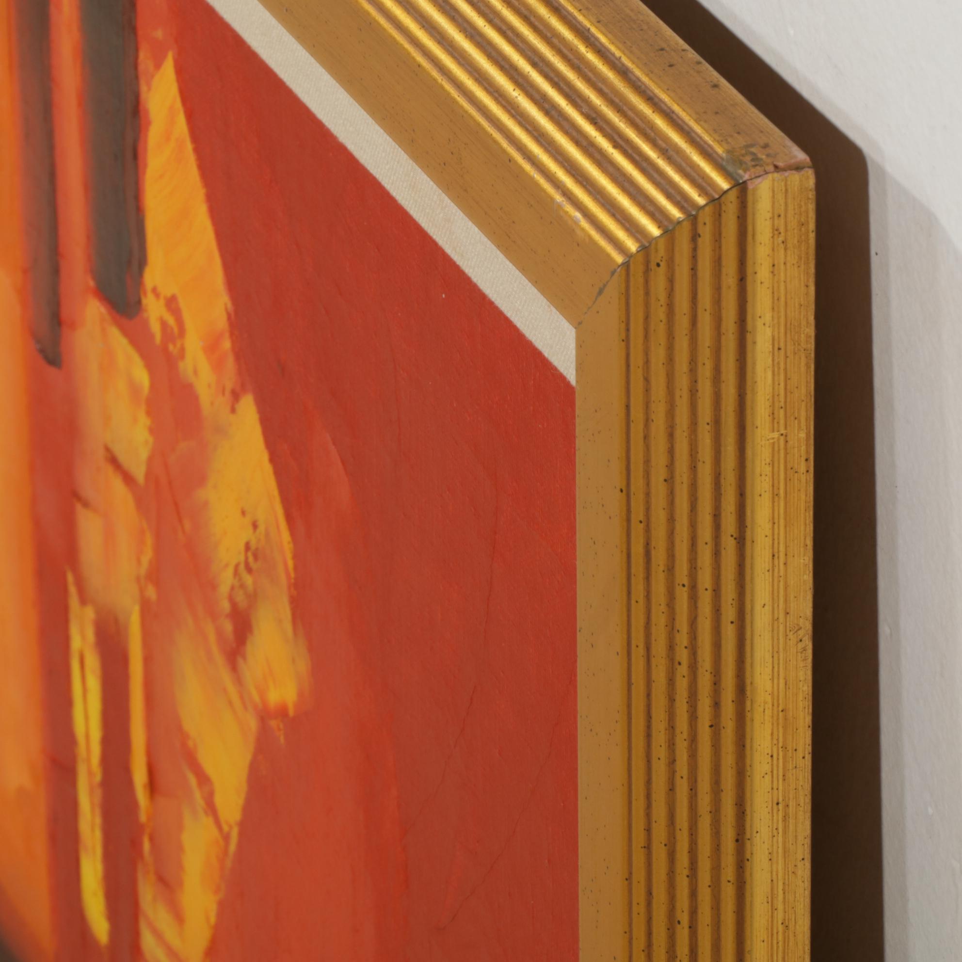 Roy Hustin Portrait of Sitting Woman Impasto Oil Painting, Late 20th Century