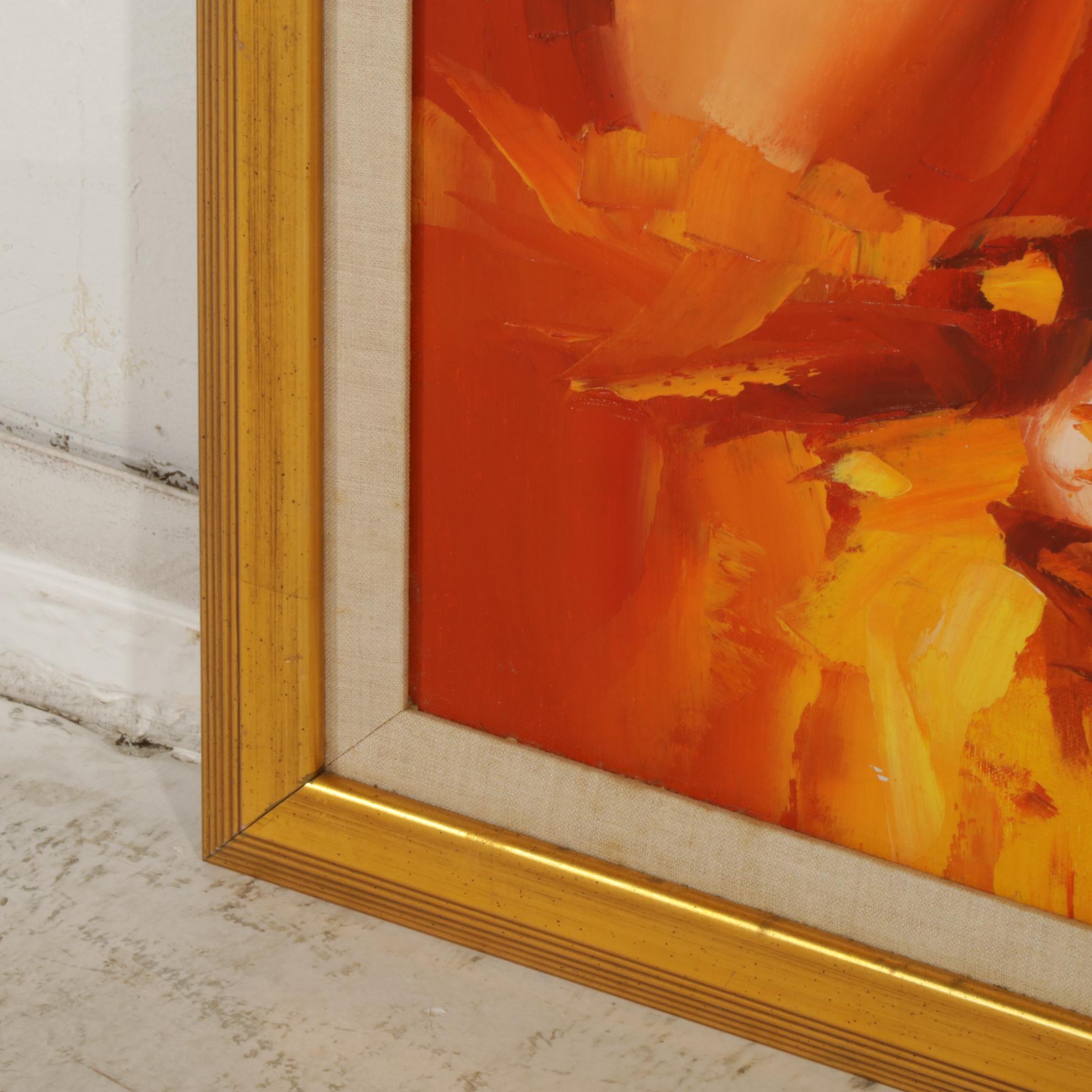 Roy Hustin Portrait of Sitting Woman Impasto Oil Painting, Late 20th Century