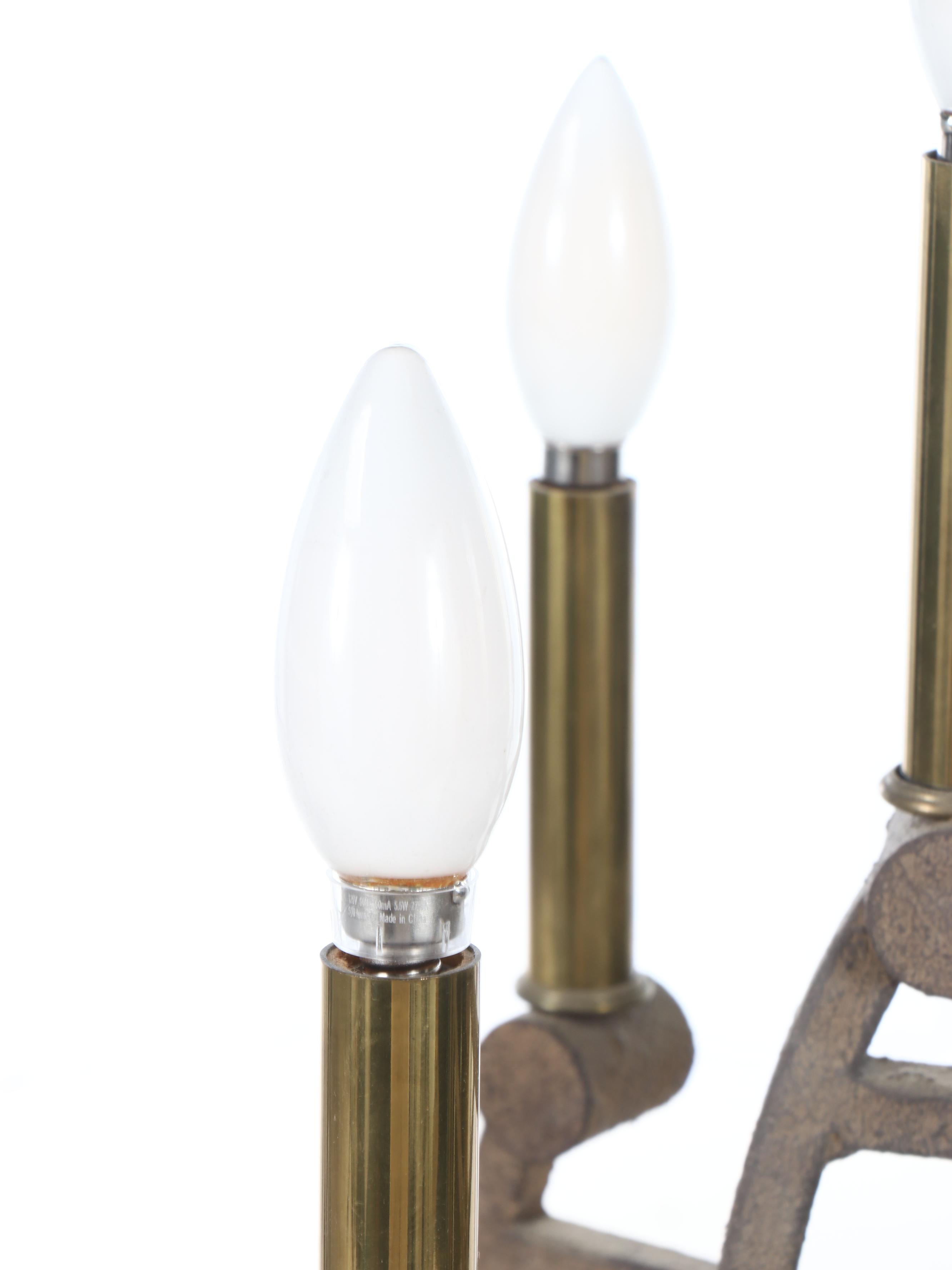 Contemporary Bronze Finish Nine-Arm Chandelier with Black Clip-On Shades