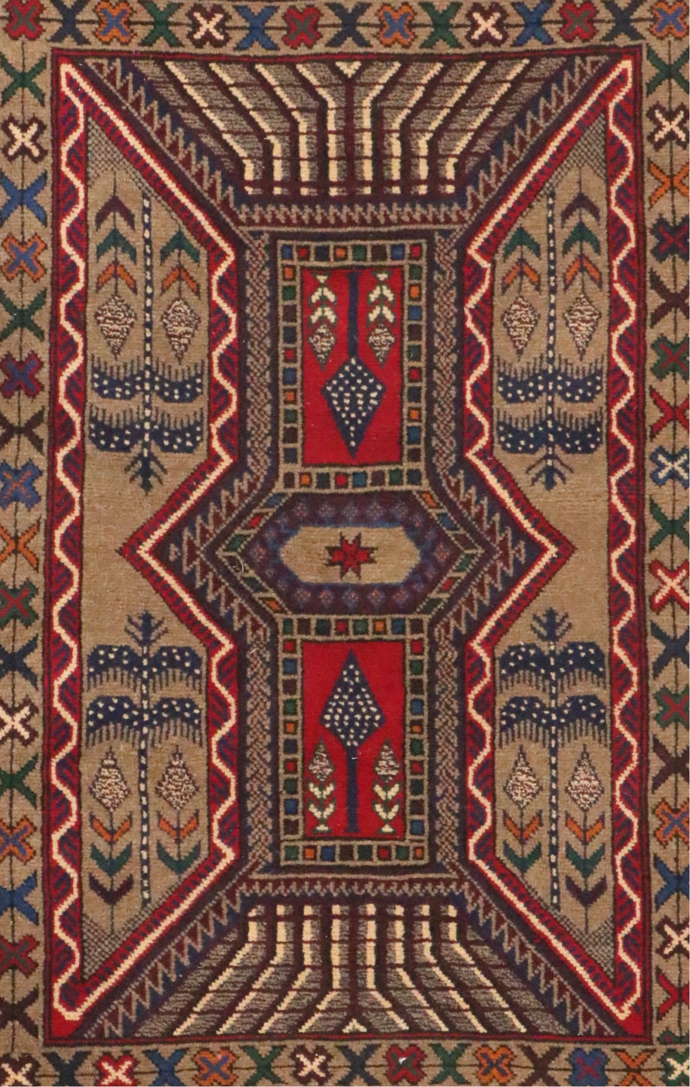 2'9 x 4'6 Hand-Knotted Afghan Baluch Accent Rug