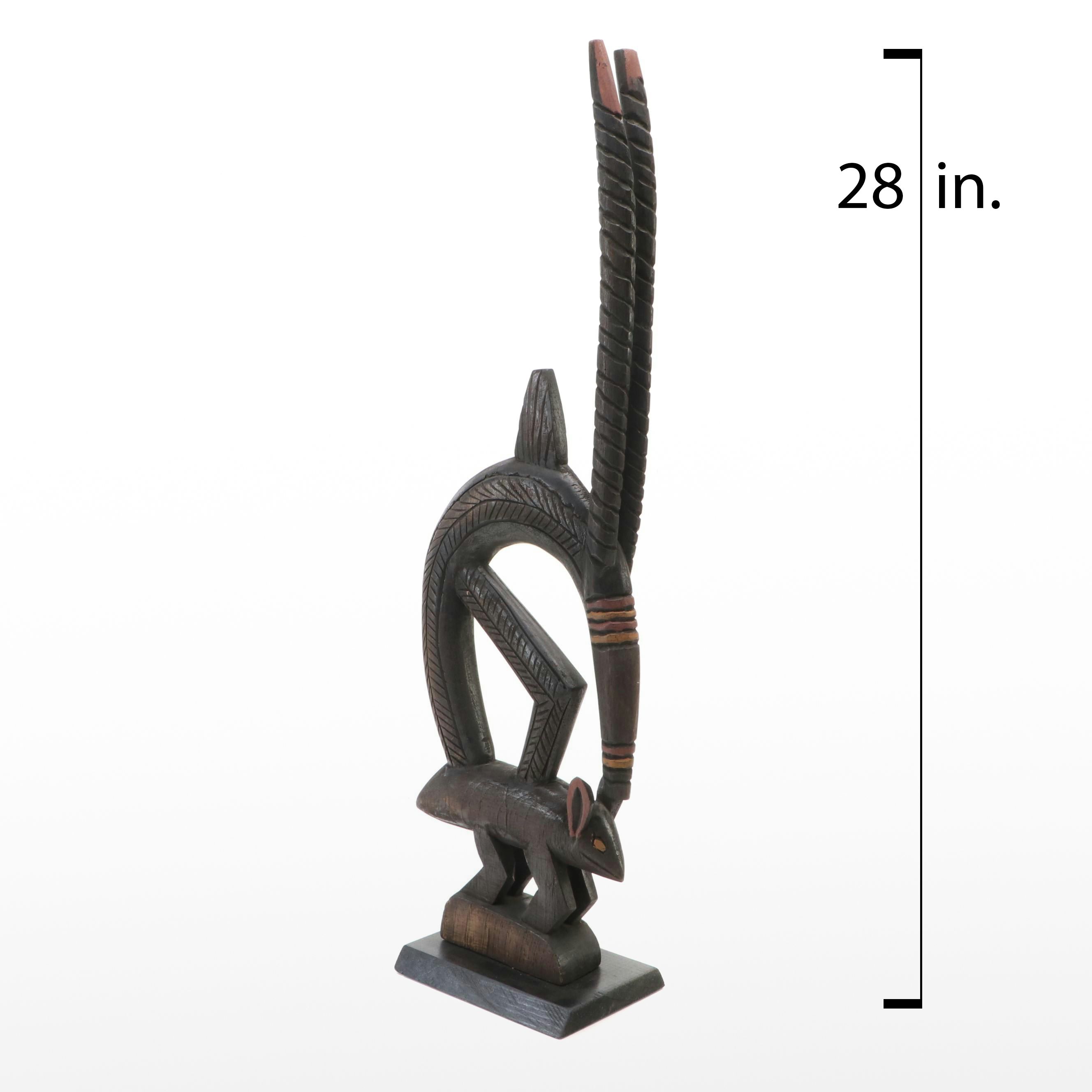 Mali West African Bamana Carved Wood Chiwara Antelope Headdress