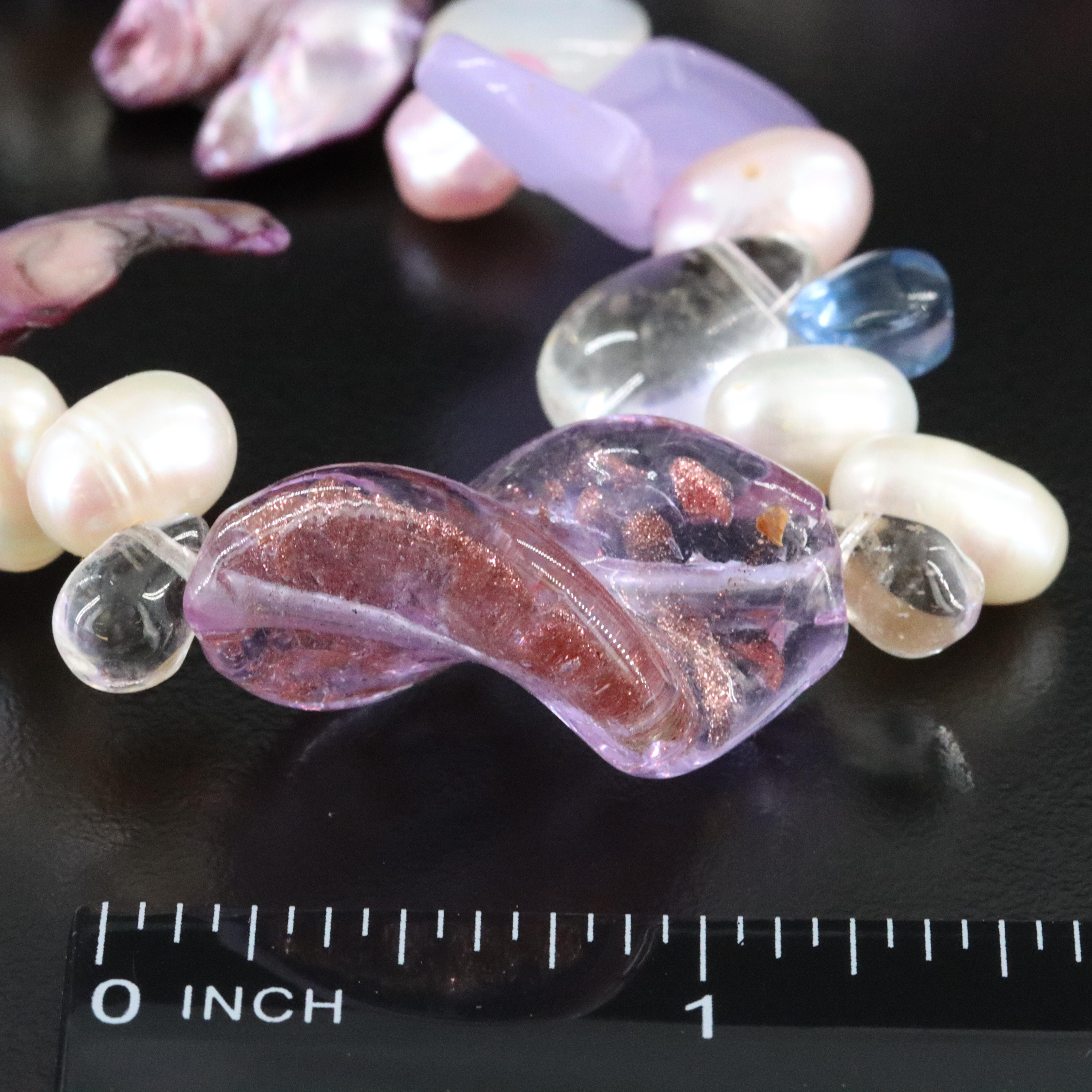 Pearl, Chalcedony, and Glass Necklace