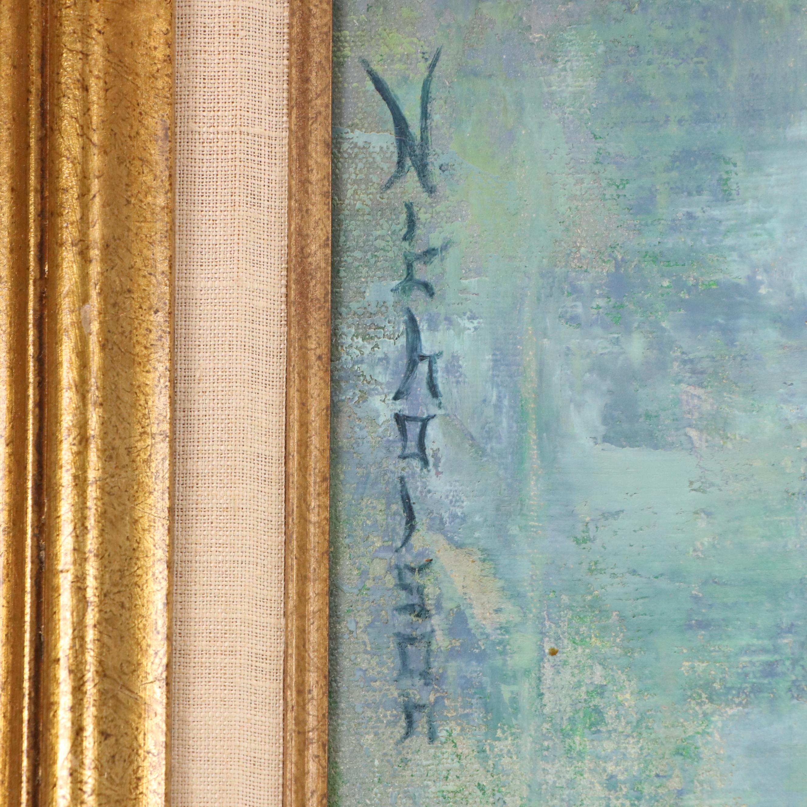 Chinese Inspired Oil Painting of Birds on Plum Blossom Tree