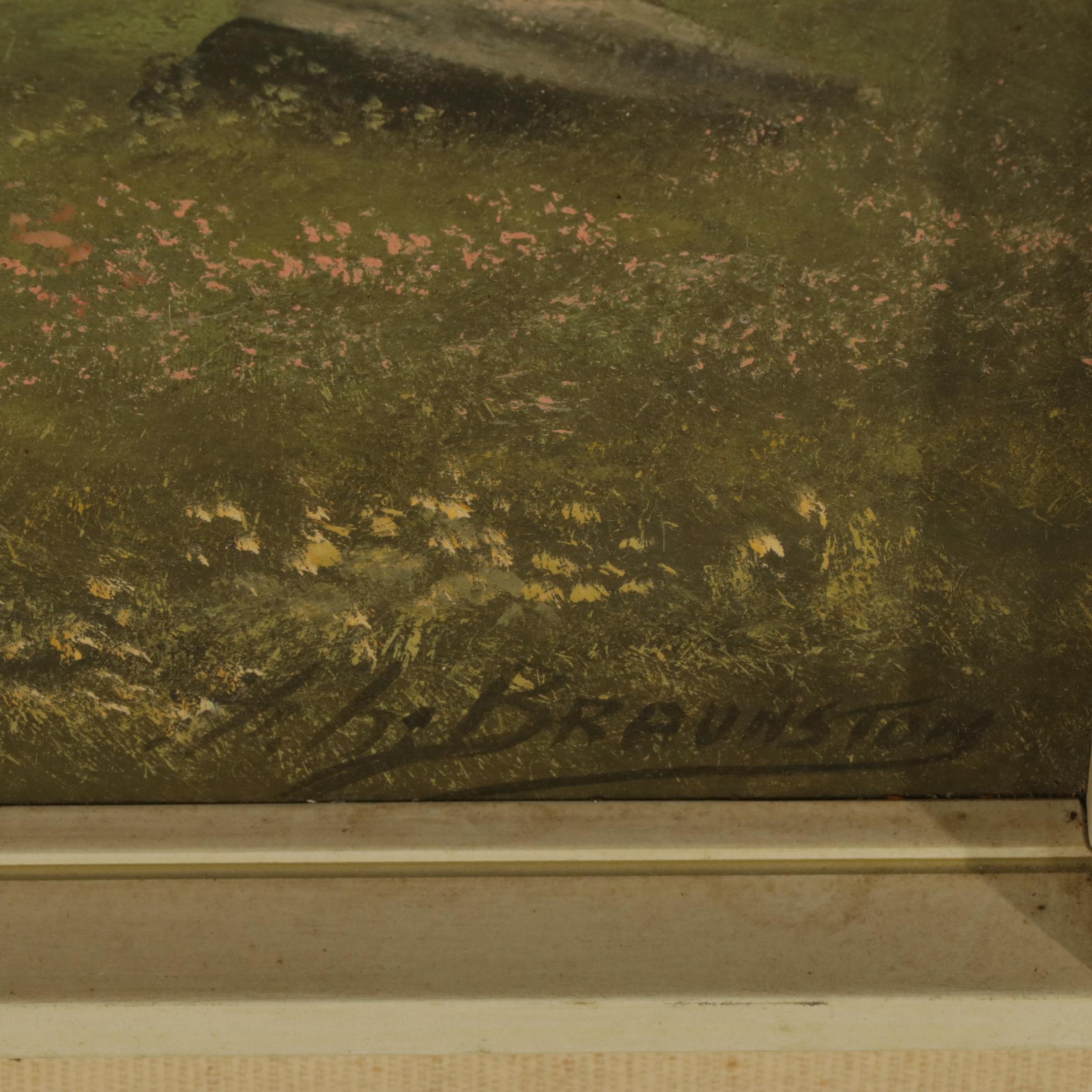 Horace Leonard Braunston Riverside Forest at Sunrise Landscape Oil Painting