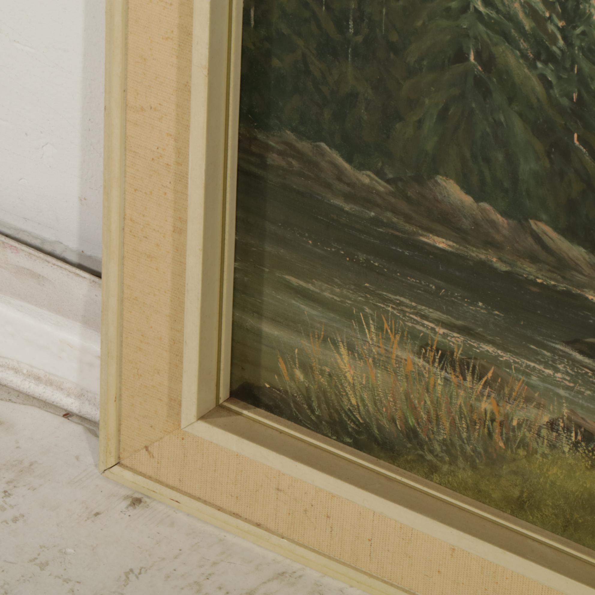 Horace Leonard Braunston Riverside Forest at Sunrise Landscape Oil Painting