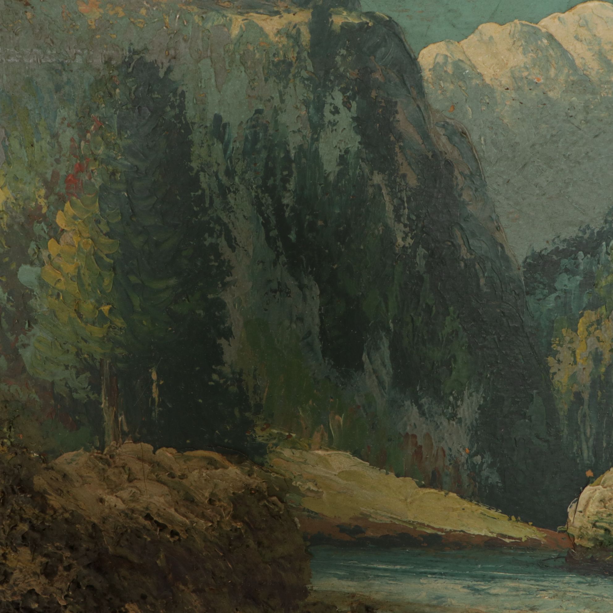 Browning Boreal Mountain Landscape Oil Painting, 1928