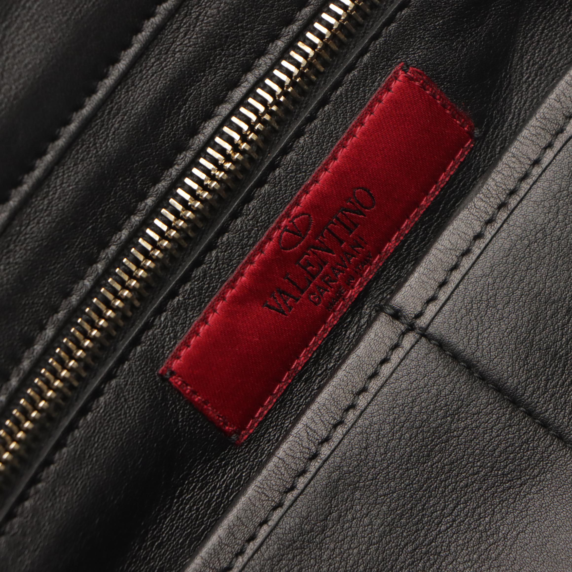 Valentino Garavani All Over Rockstud Two Way Tote in Black Calfskin Leather