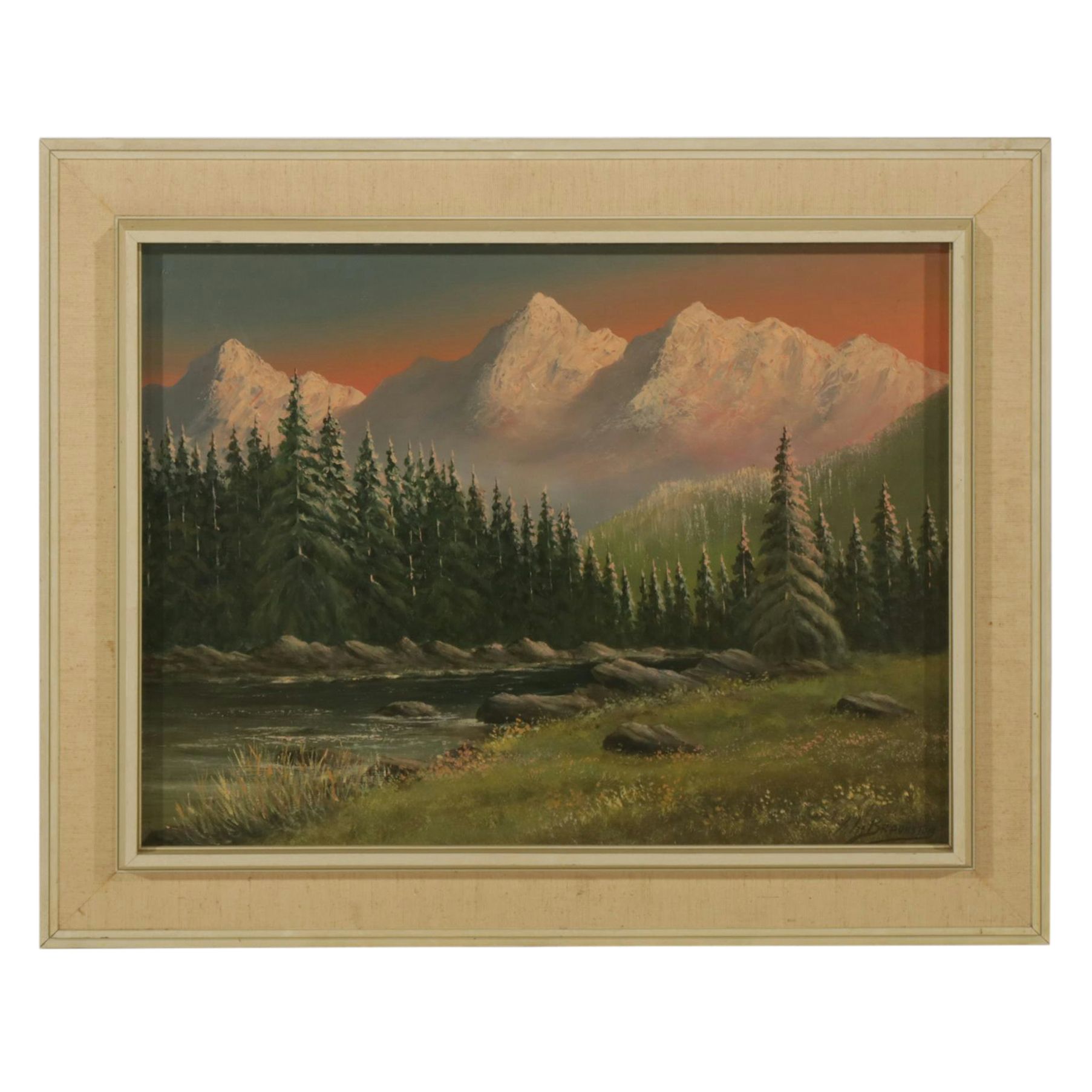 Horace Leonard Braunston Riverside Forest at Sunrise Landscape Oil Painting