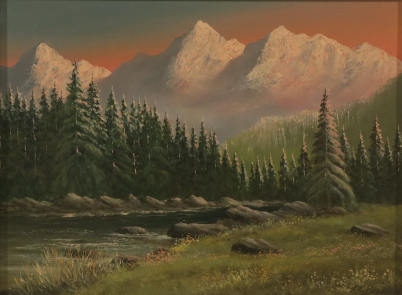 Horace Leonard Braunston Riverside Forest at Sunrise Landscape Oil Painting