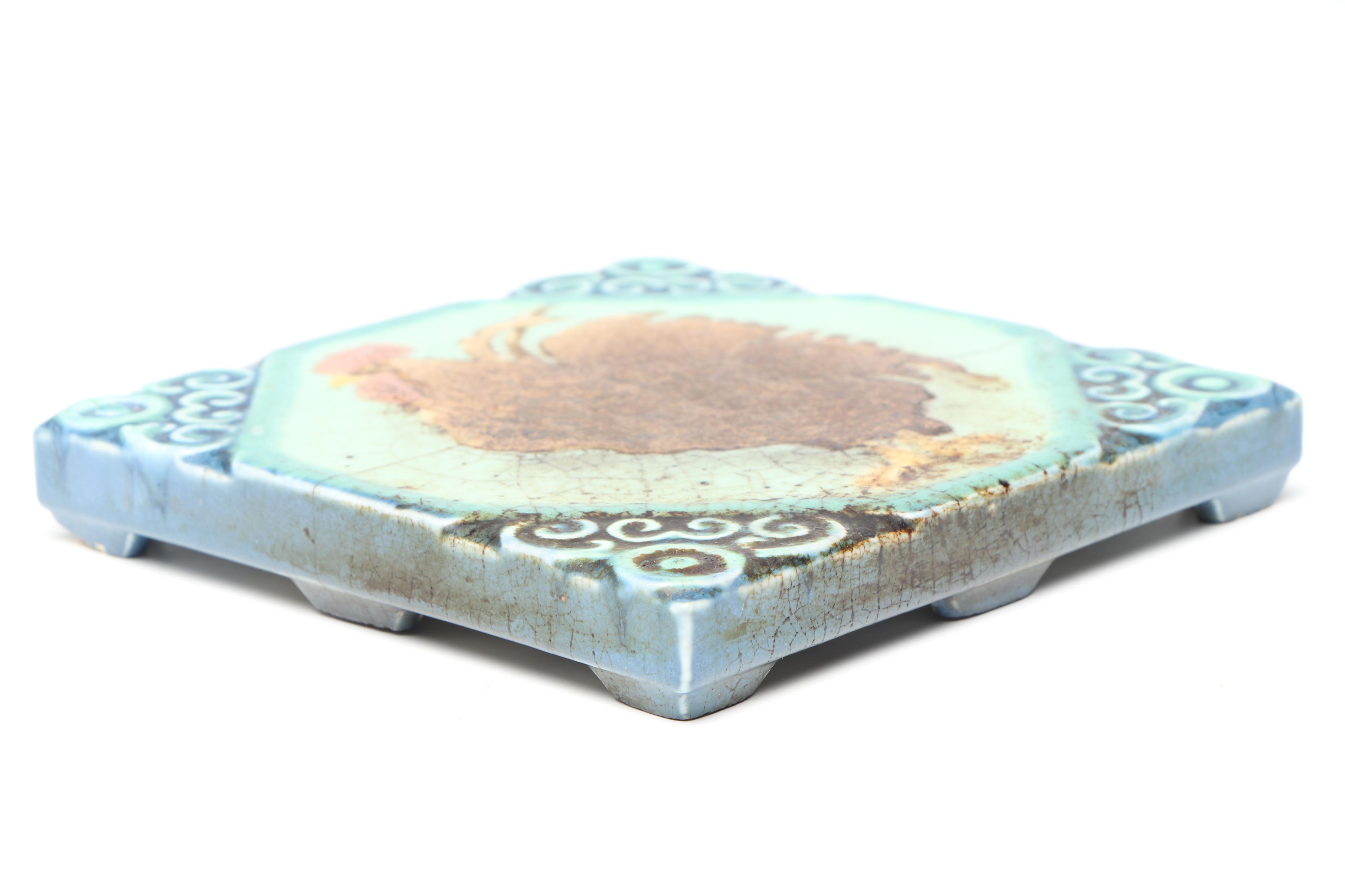 Rookwood Pottery Rooster Trivet, 1925