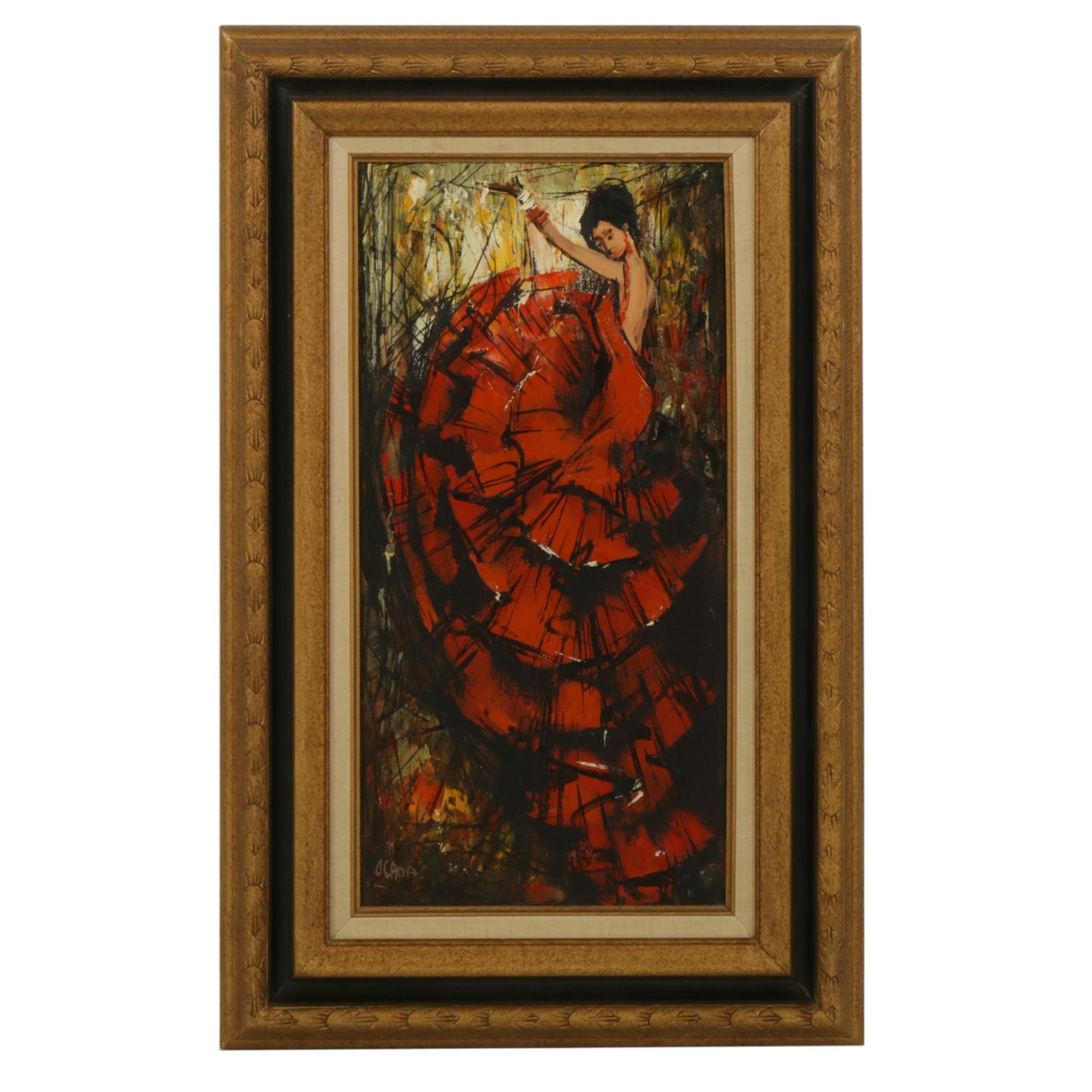 Ocana Flamenco Dancer Impasto Oil Painting, Mid to Late 20th Century