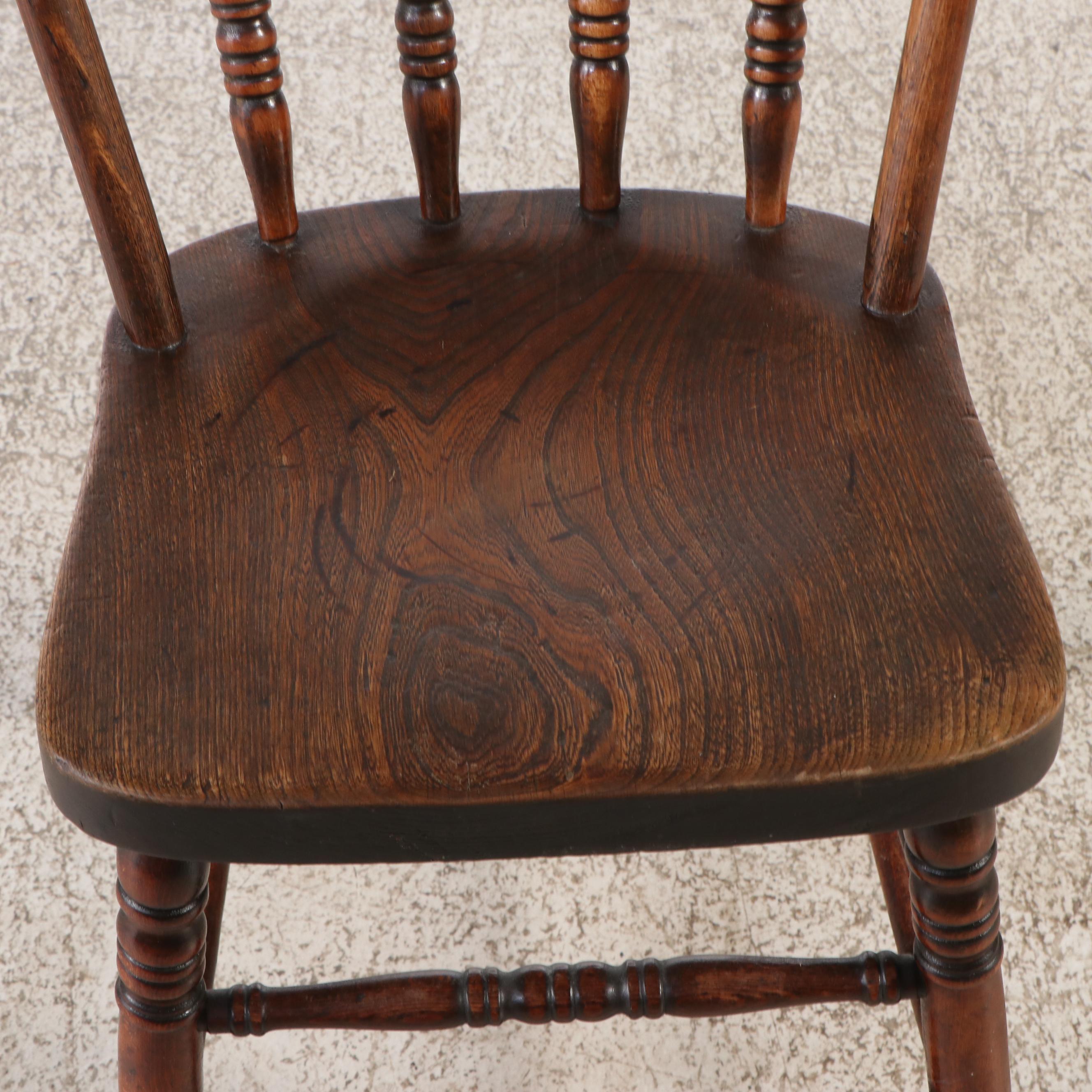 Pair of Oak Windsor Back Side Chairs with Hand-Punched Floral Seat Covers