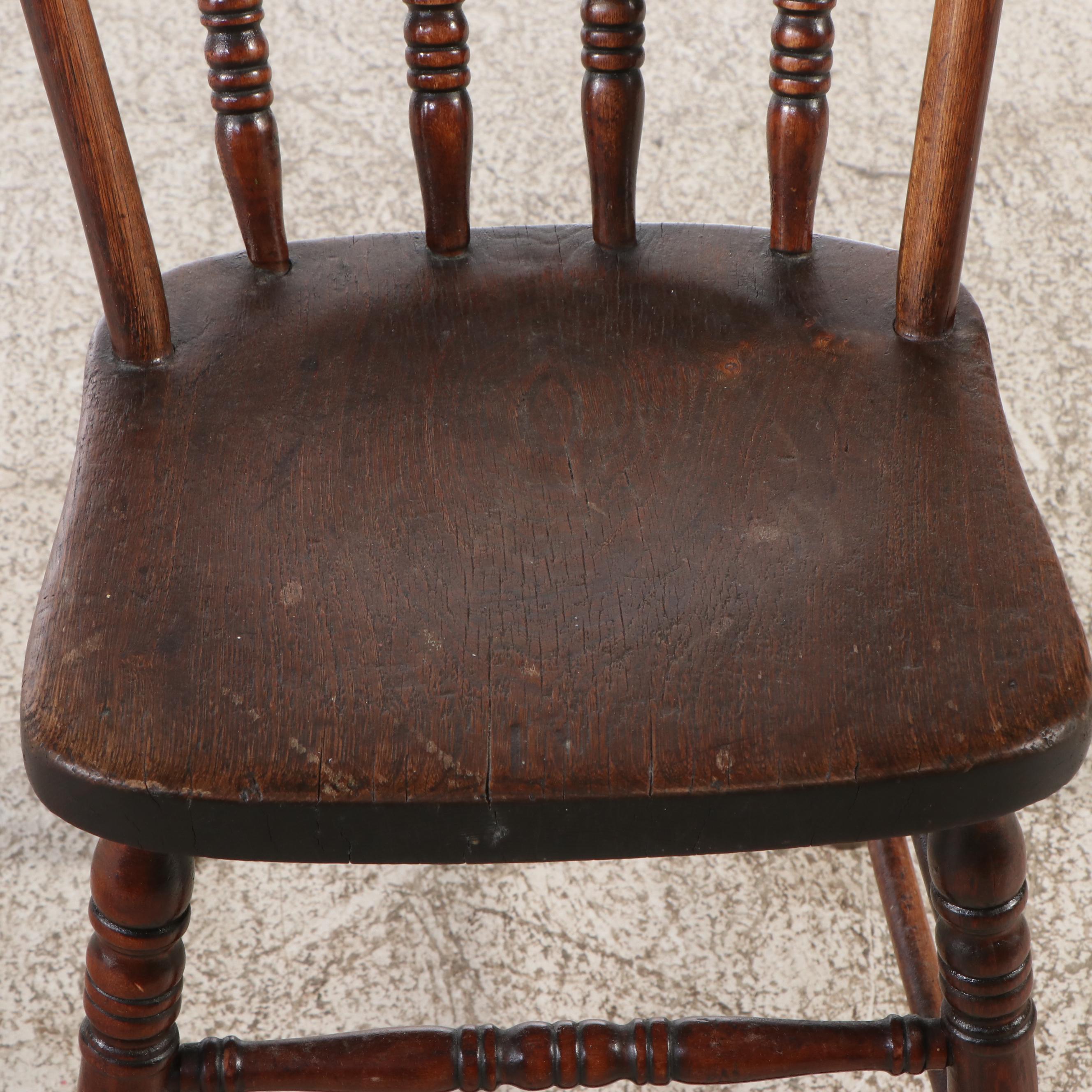 Pair of Oak Windsor Back Side Chairs with Hand-Punched Floral Seat Covers