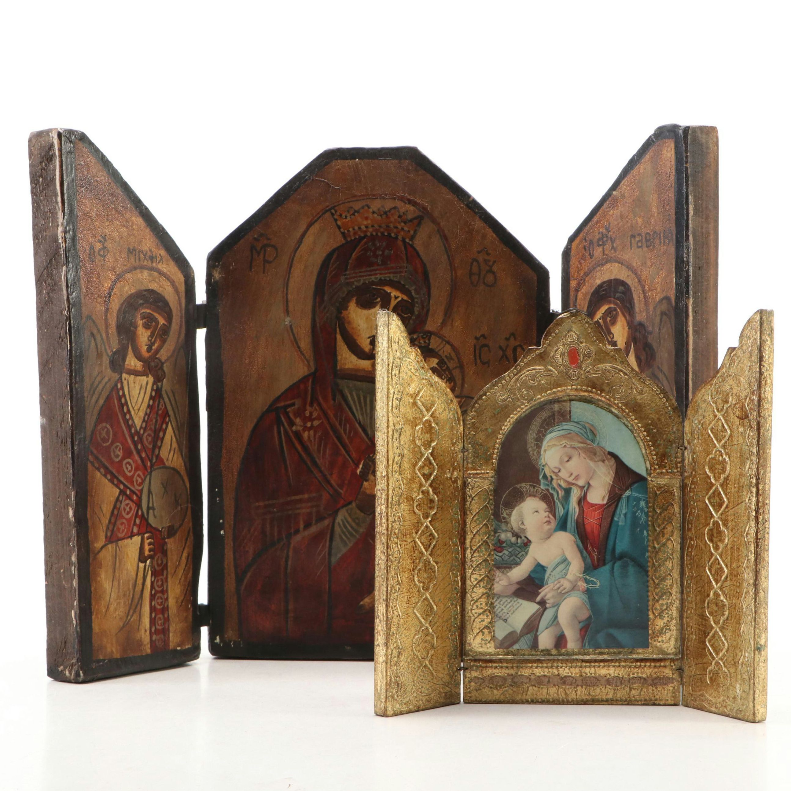 Wood Triptychs of the Madonna and Christ